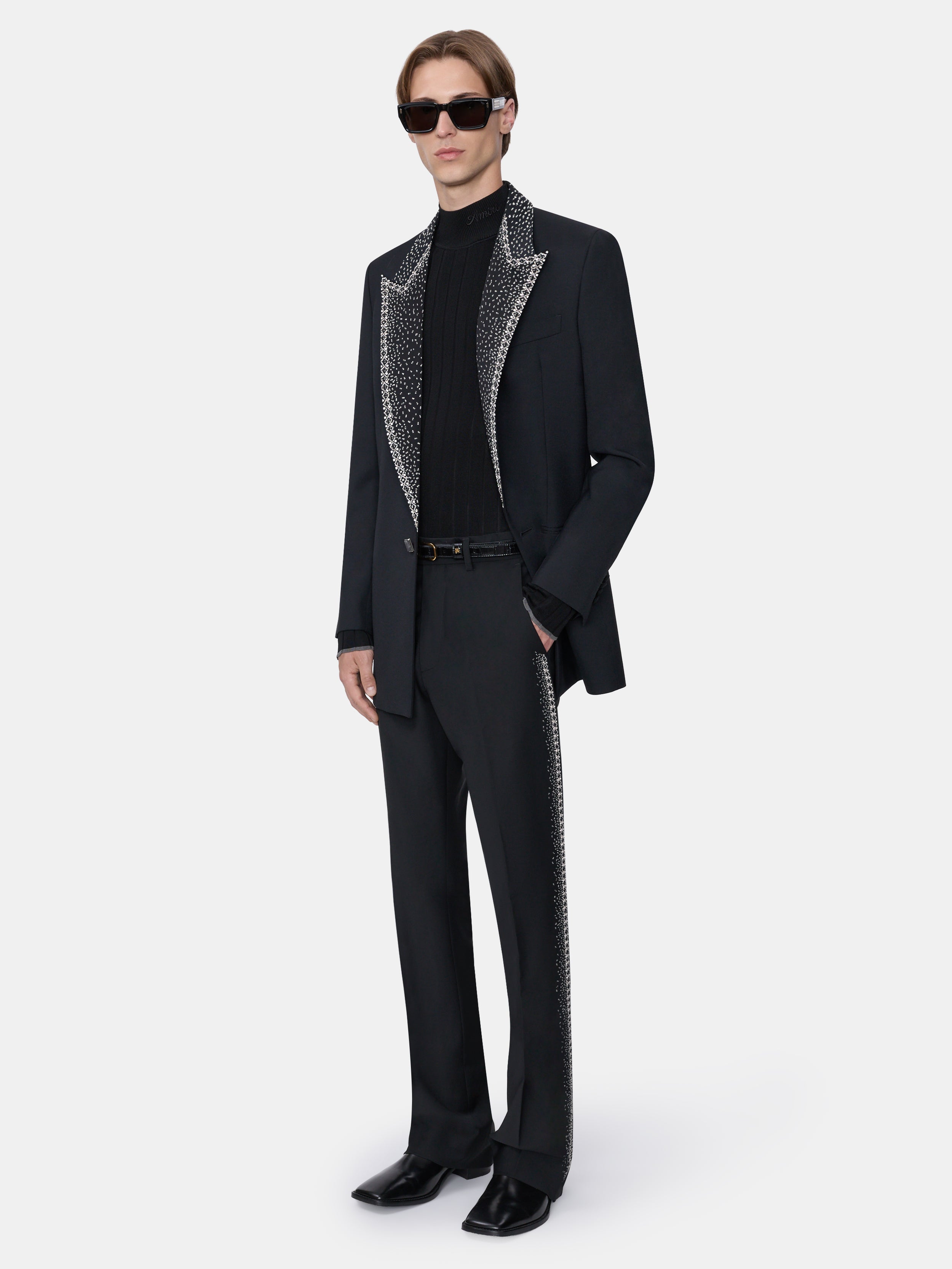 CRYSTAL STRIPE FLARE PANT - BLACK