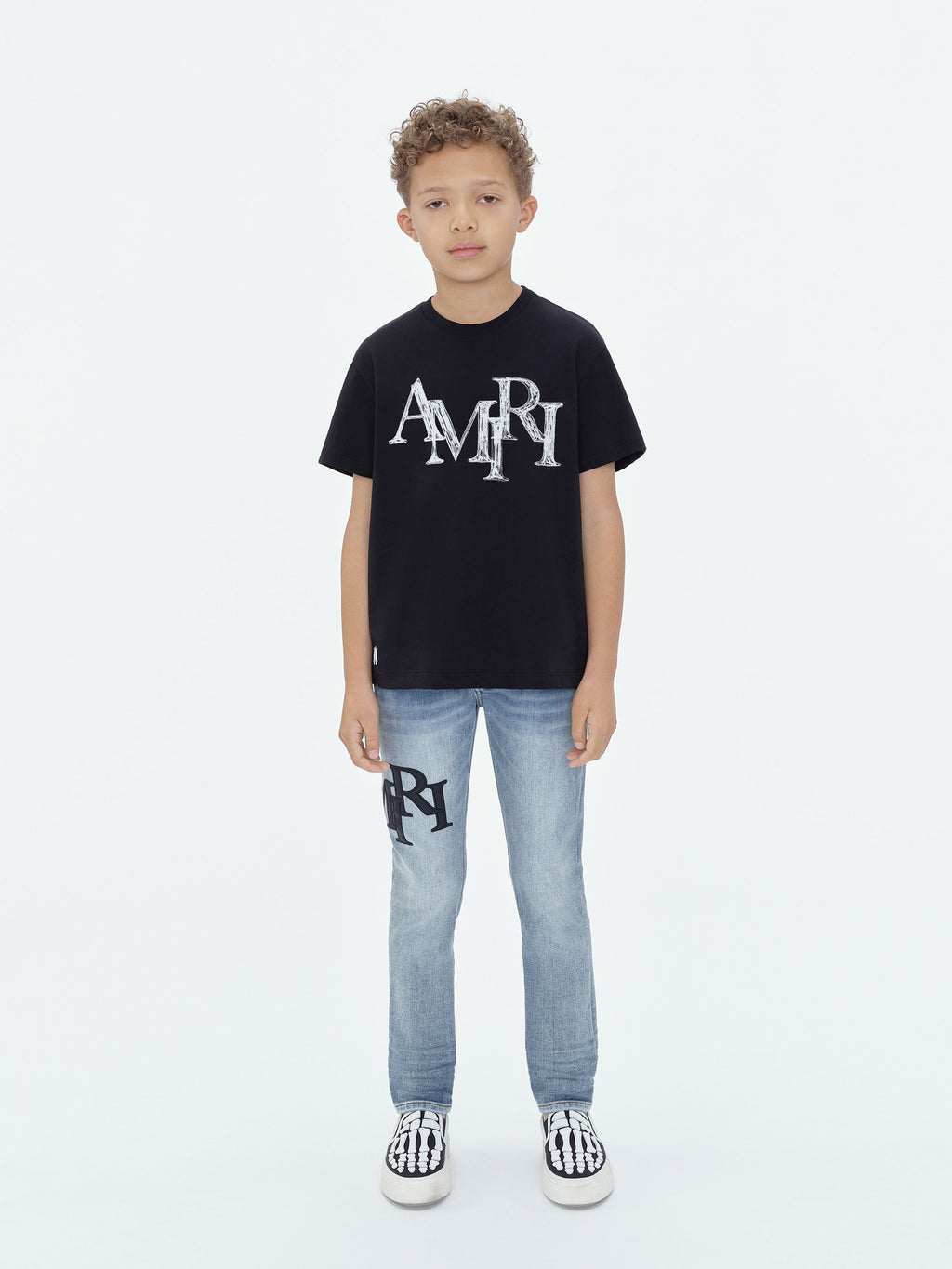 KIDS - AMIRI STAGGERED SCRIBBLE TEE - Black