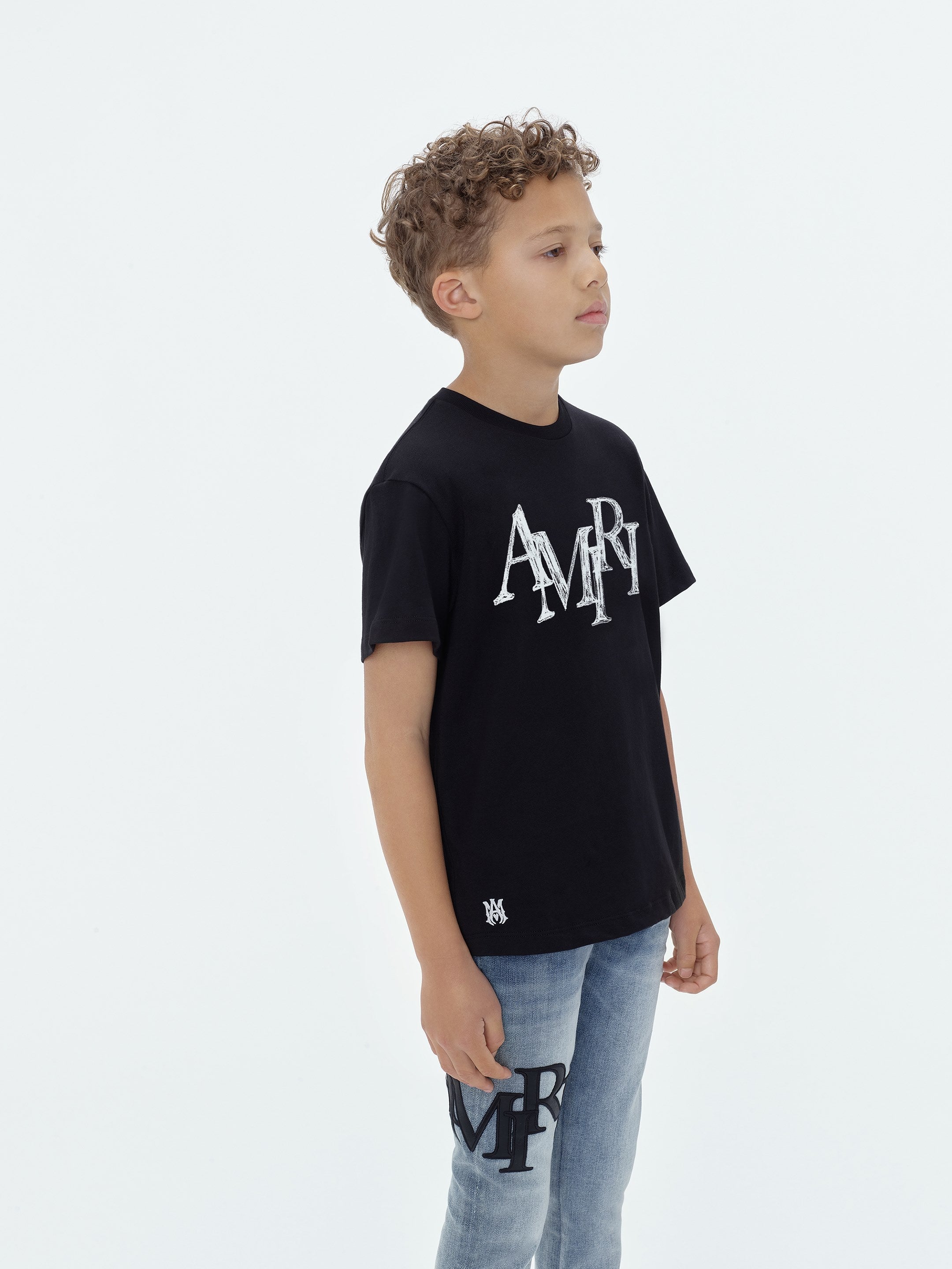 KIDS - AMIRI STAGGERED SCRIBBLE TEE - Black