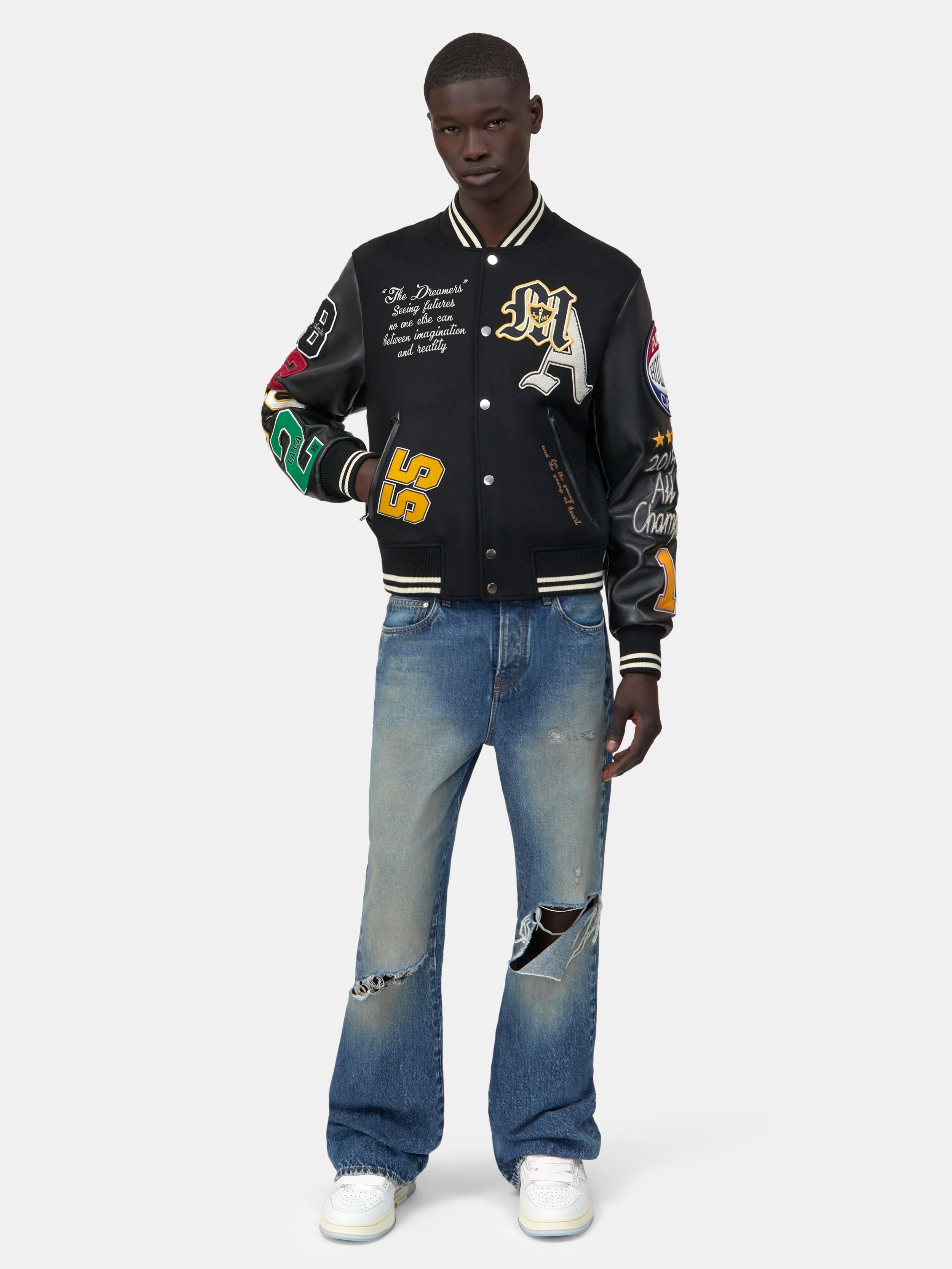 VARSITY PATCH JACKET - Black