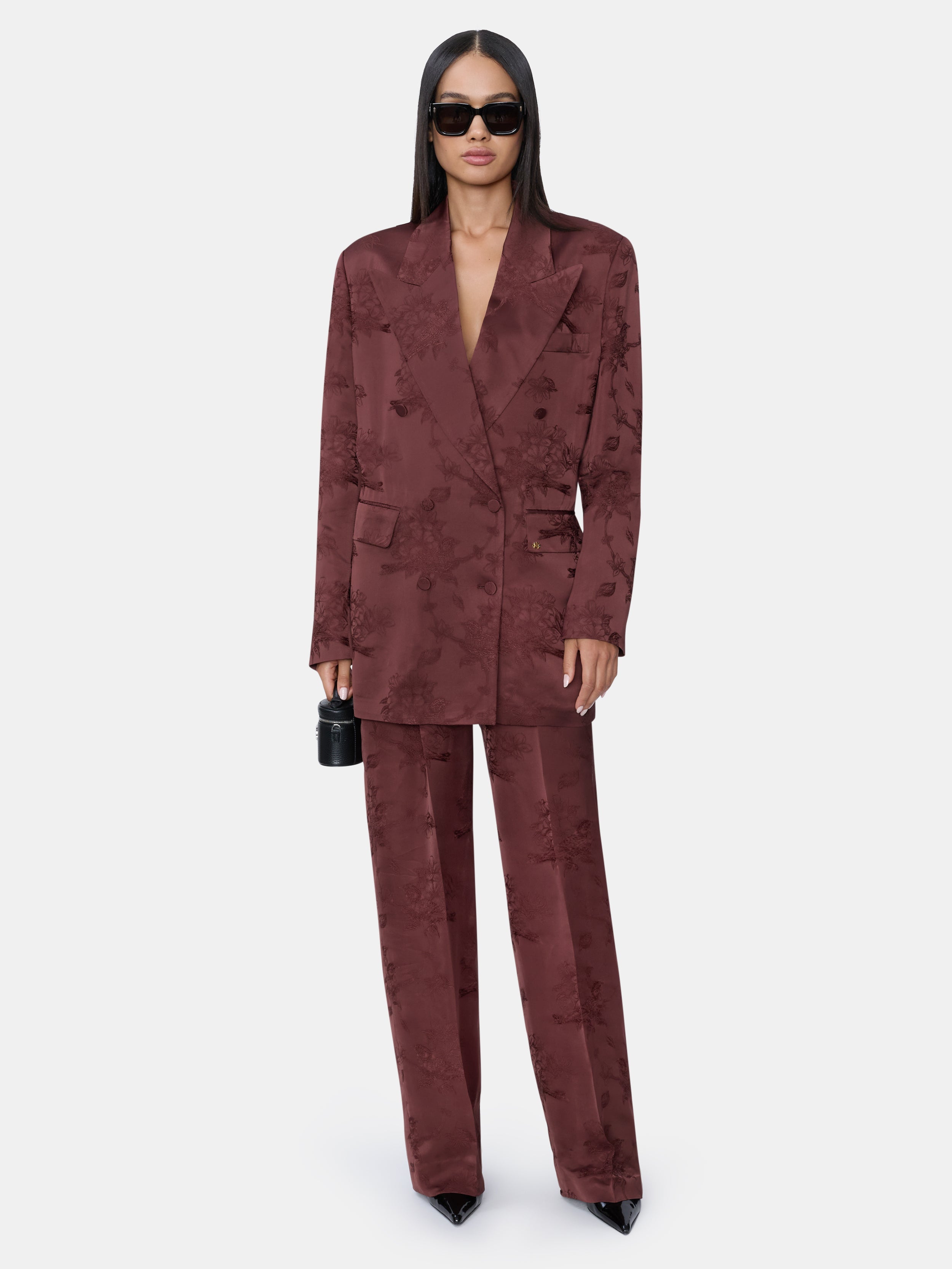WOMEN - WOMEN'S FLORAL DOUBLE-BREASTED BLAZER - Tobacco
