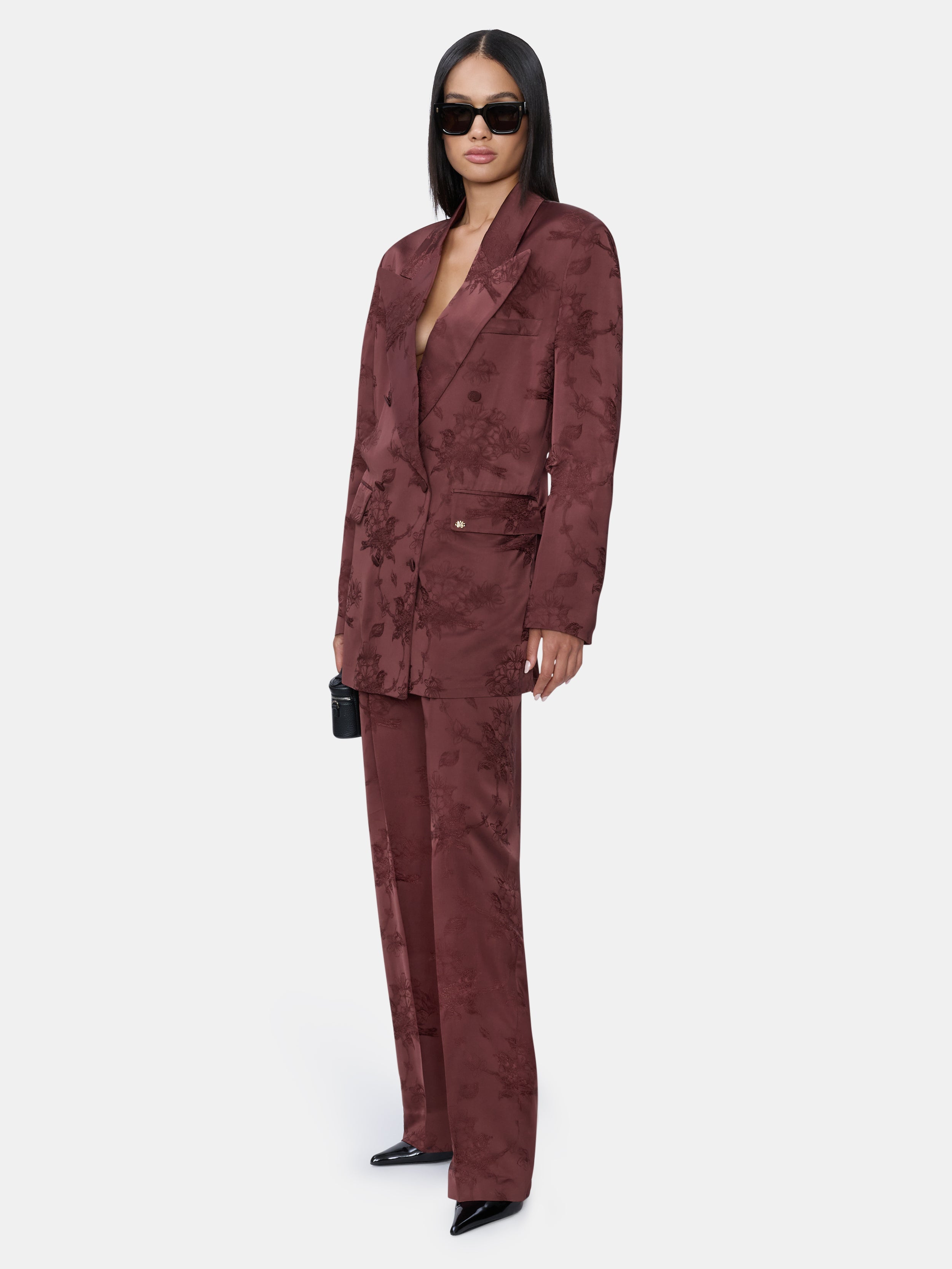 WOMEN - WOMEN'S FLORAL DOUBLE PLEATED PANT - Tobacco