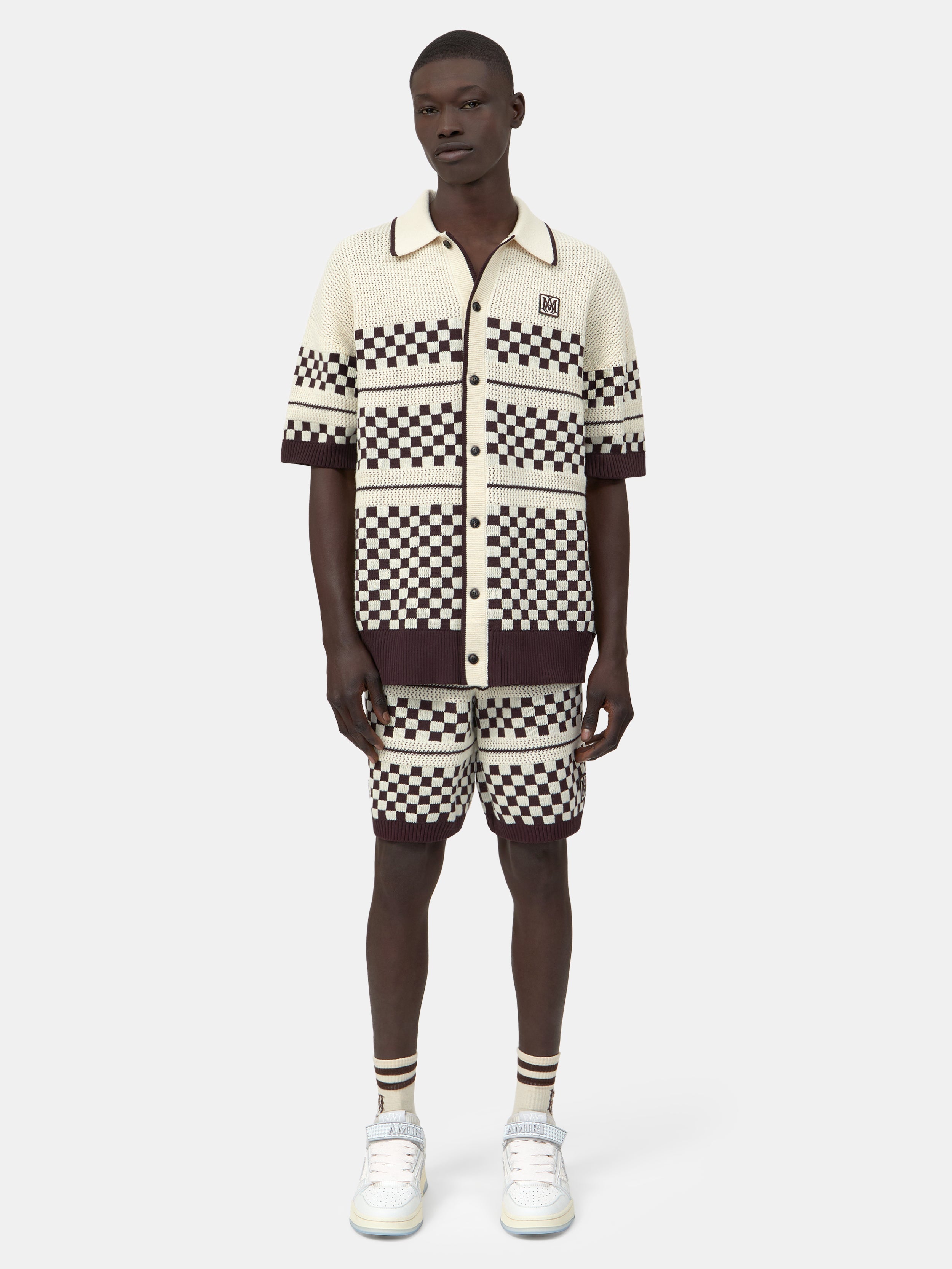 CHECKERED MESH SHIRT - Alabaster