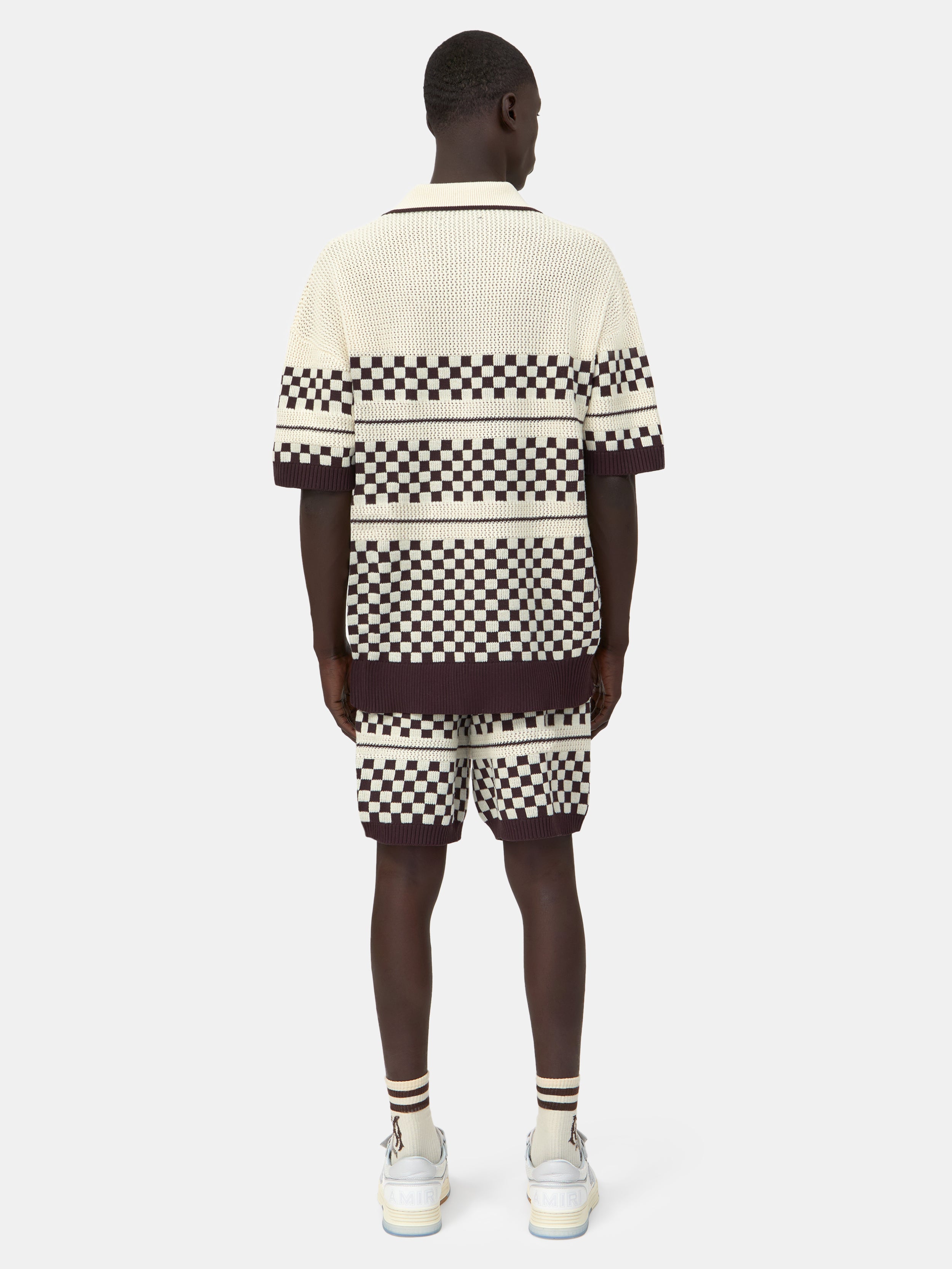CHECKERED MESH SHIRT - Alabaster