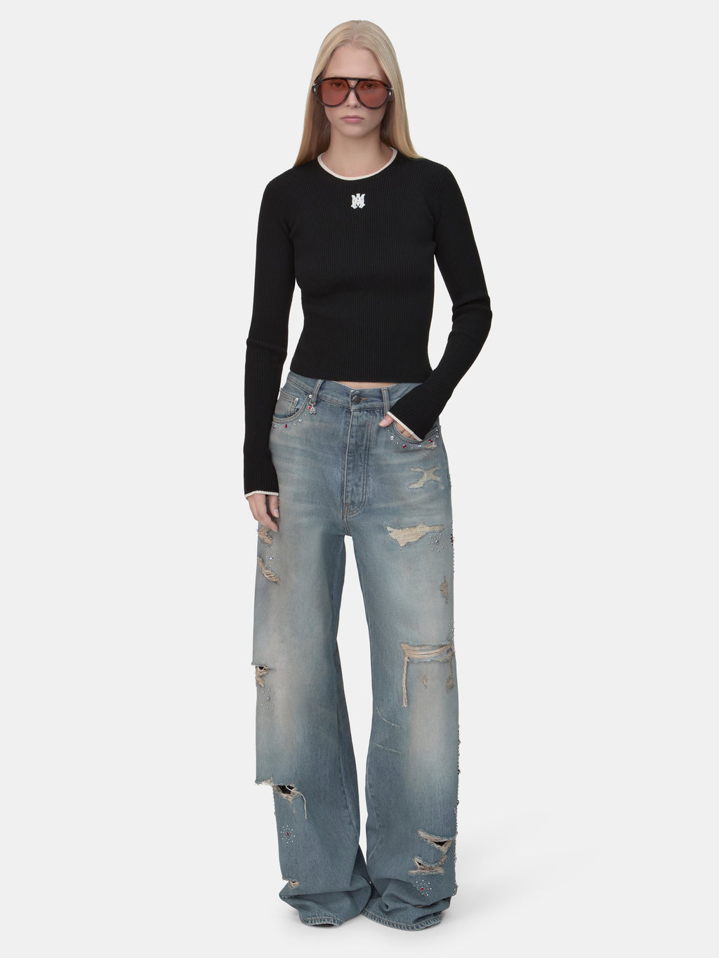 WOMEN - WOMEN'S BONES STUDDED JEAN - DRIFTWOOD BLUE