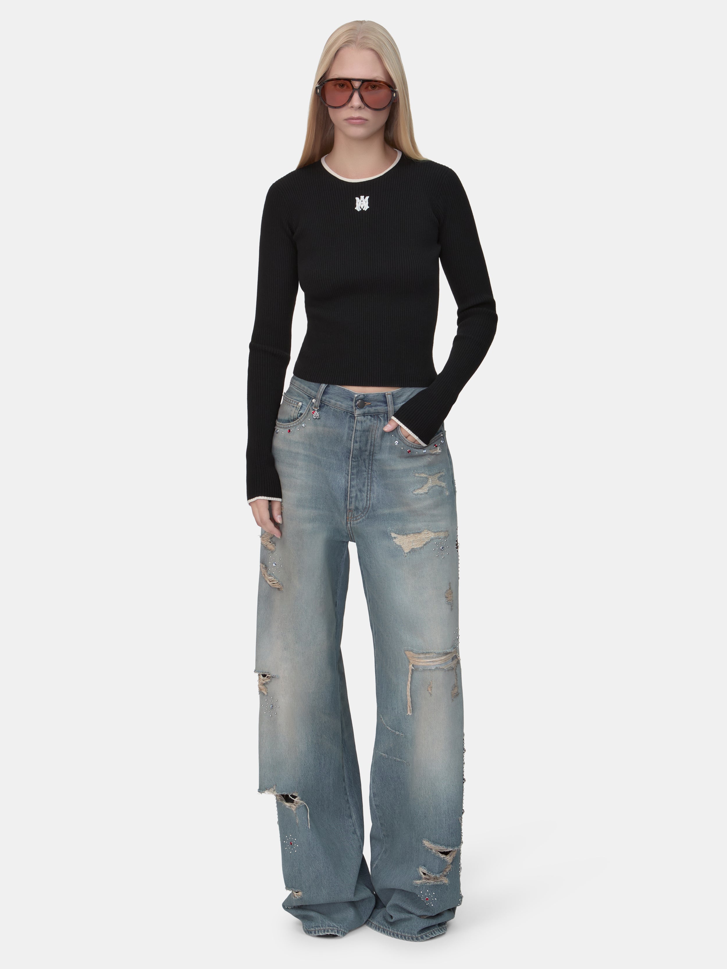 WOMEN - WOMEN'S BONES STUDDED JEAN - DRIFTWOOD BLUE