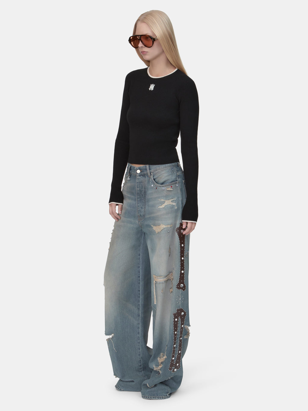 WOMEN - WOMEN'S BONES STUDDED JEAN - DRIFTWOOD BLUE