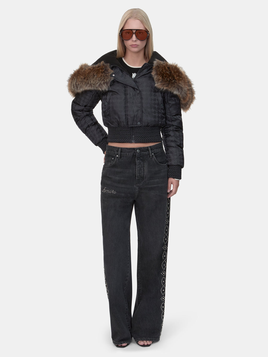 WOMEN - WOMEN'S STUD BAGGY JEAN - Retro Black