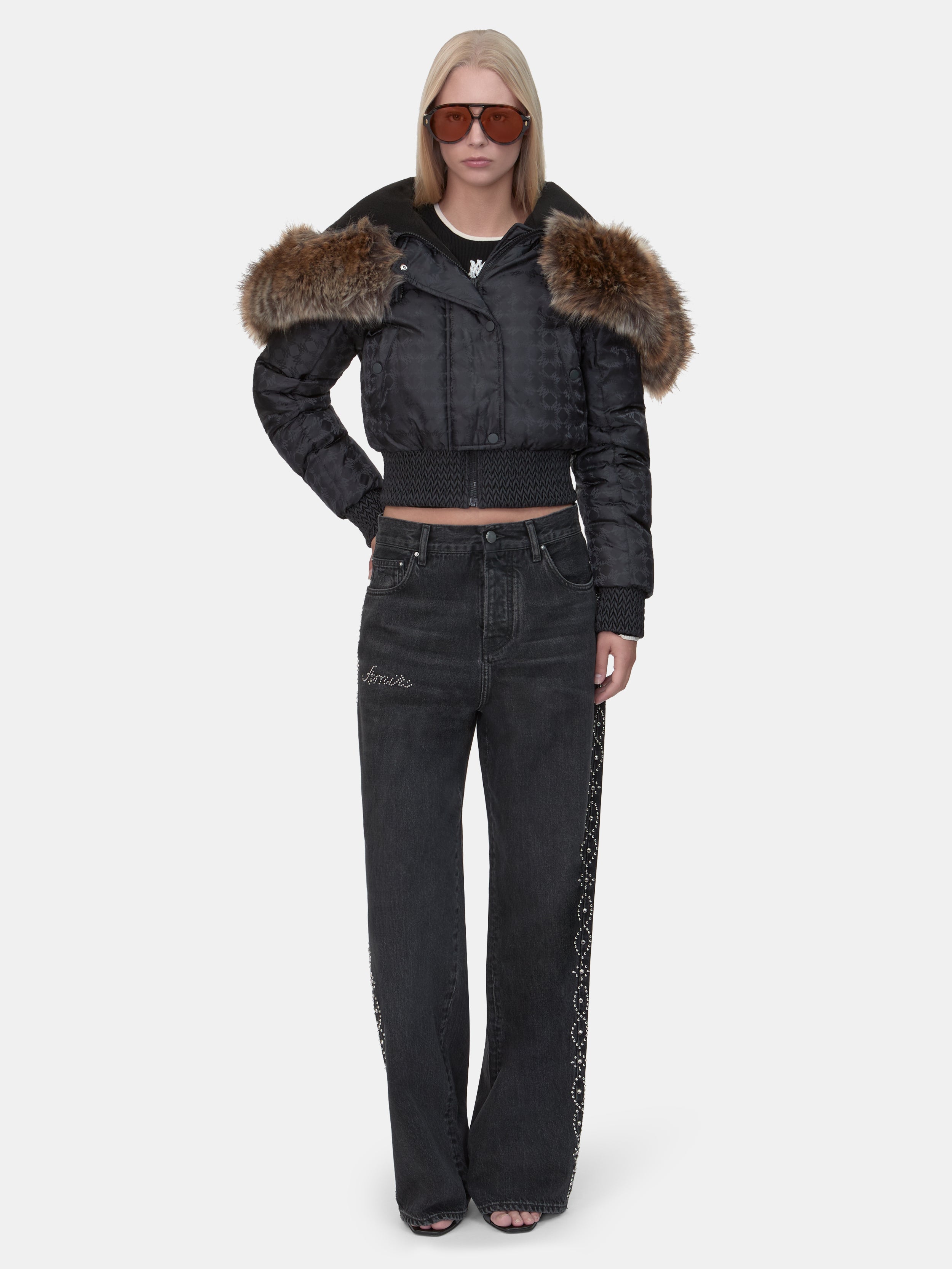 WOMEN - WOMEN'S STUD BAGGY JEAN - Retro Black
