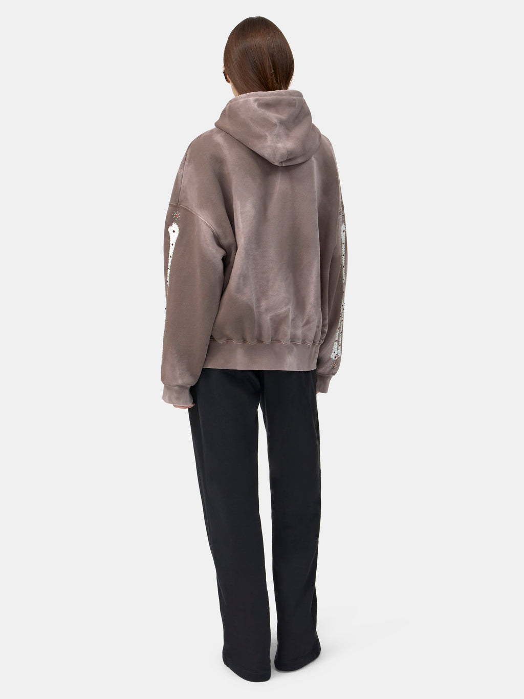 WOMEN - WOMEN'S BONES STUDDED ZIP HOODIE - Dark Brown