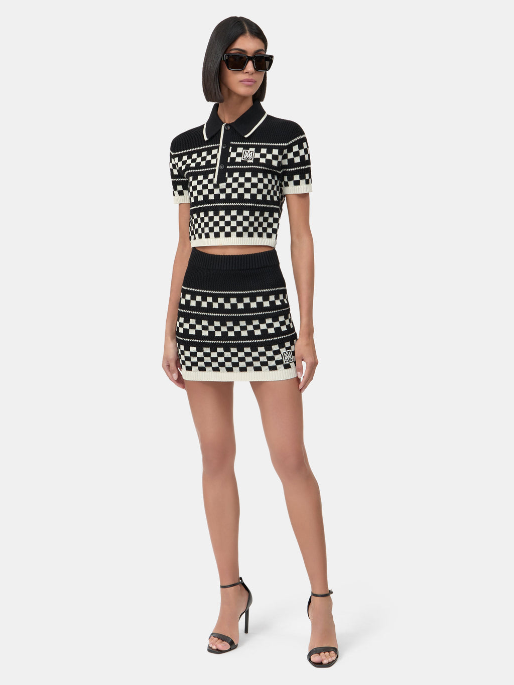 WOMEN - WOMEN'S CHECKERED MESH SKIRT - Black