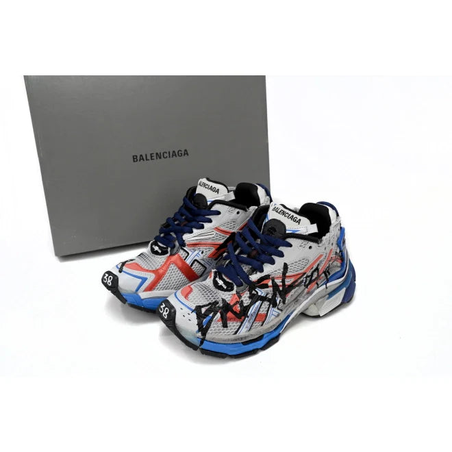 Balenciaga Runner White And Blue Printing