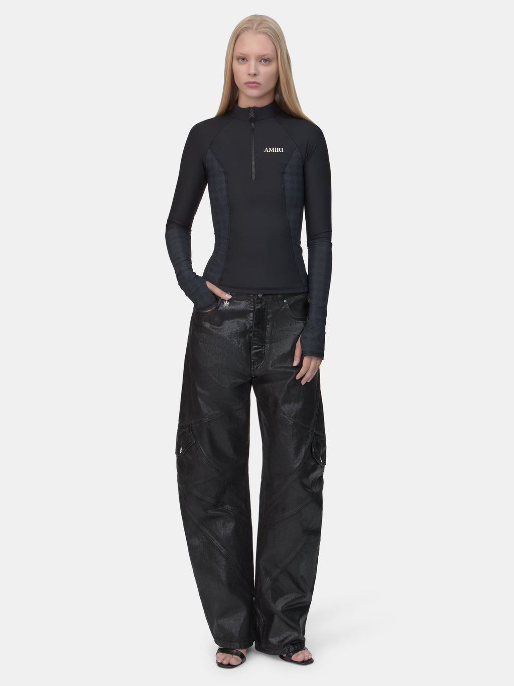 WOMEN - WOMEN'S MA QUAD LONG SLEEVE ZIP TOP - Black