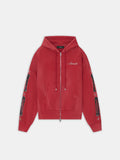 BONES STUDDED OVERSIZED ZIP HOODIE - Red Rose