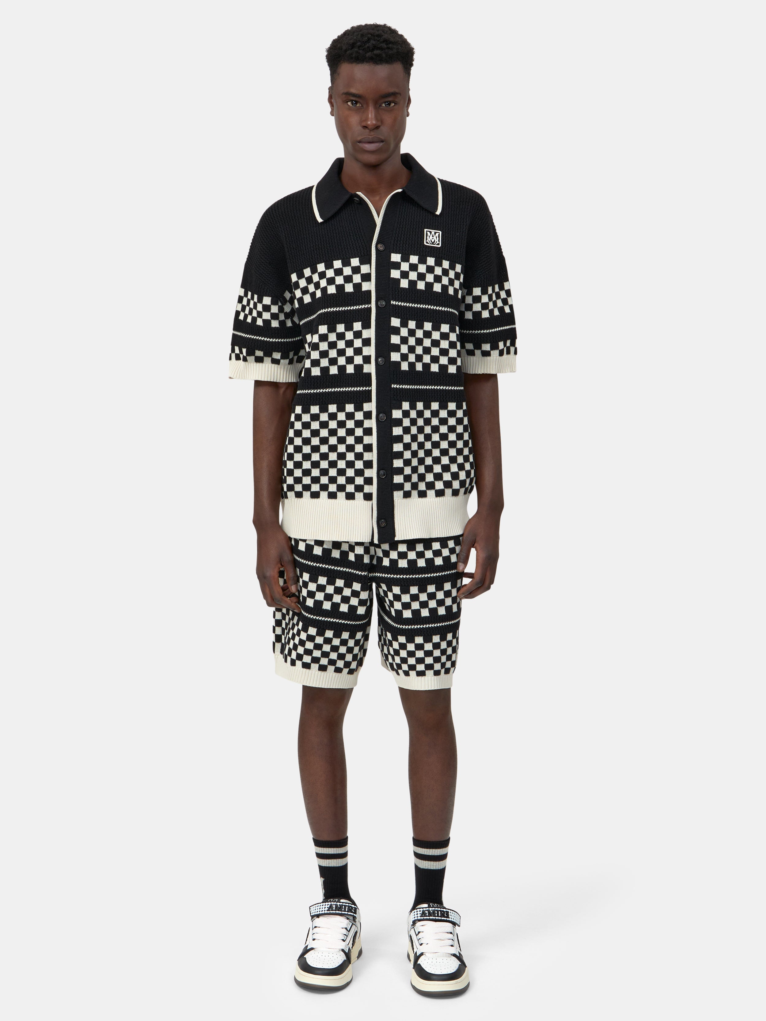 CHECKERED MESH SHIRT - Black