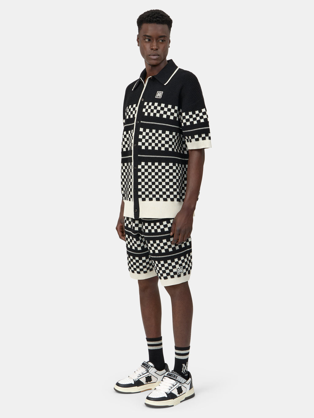 CHECKERED MESH SHIRT - Black