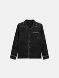 FLORAL JACQUARD PAJAMA SHIRT - Black