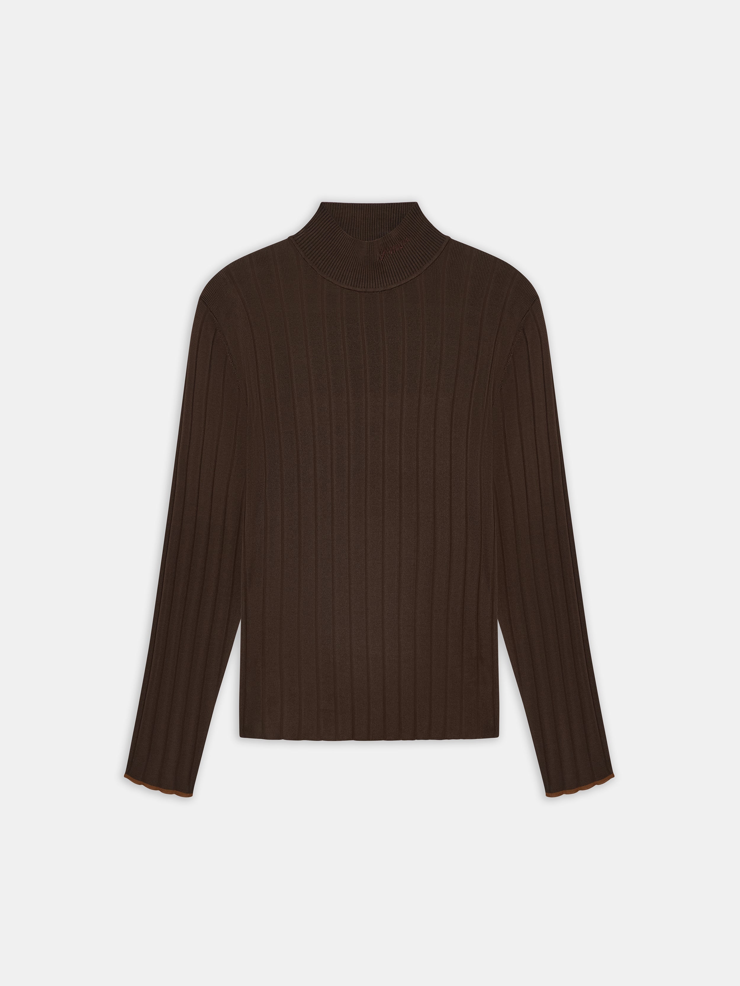 SCRIPT MOCK NECK SWEATER - DARK BROWN