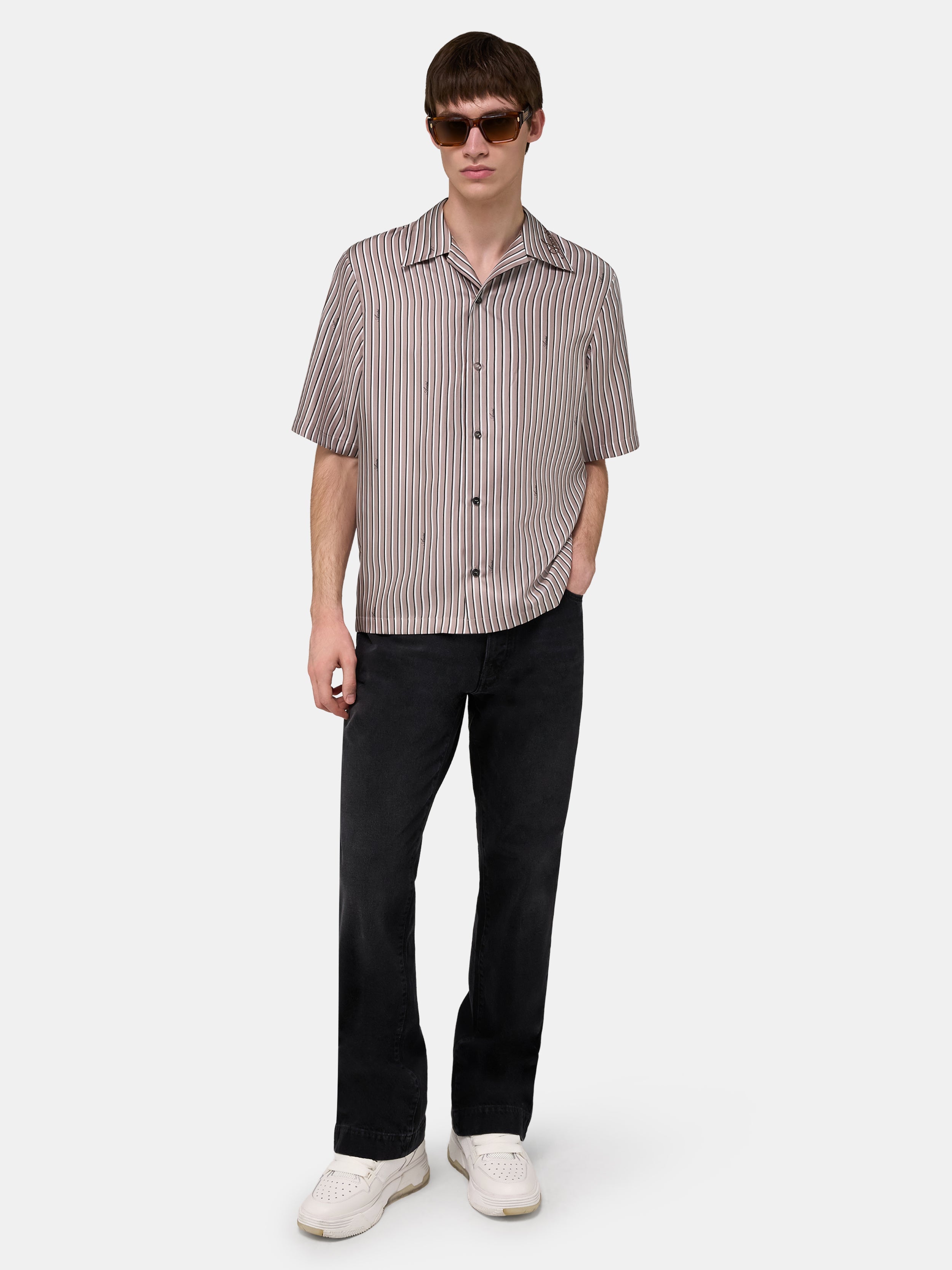 AMIRI SCRIPT BOWLING SHIRT - Mocha