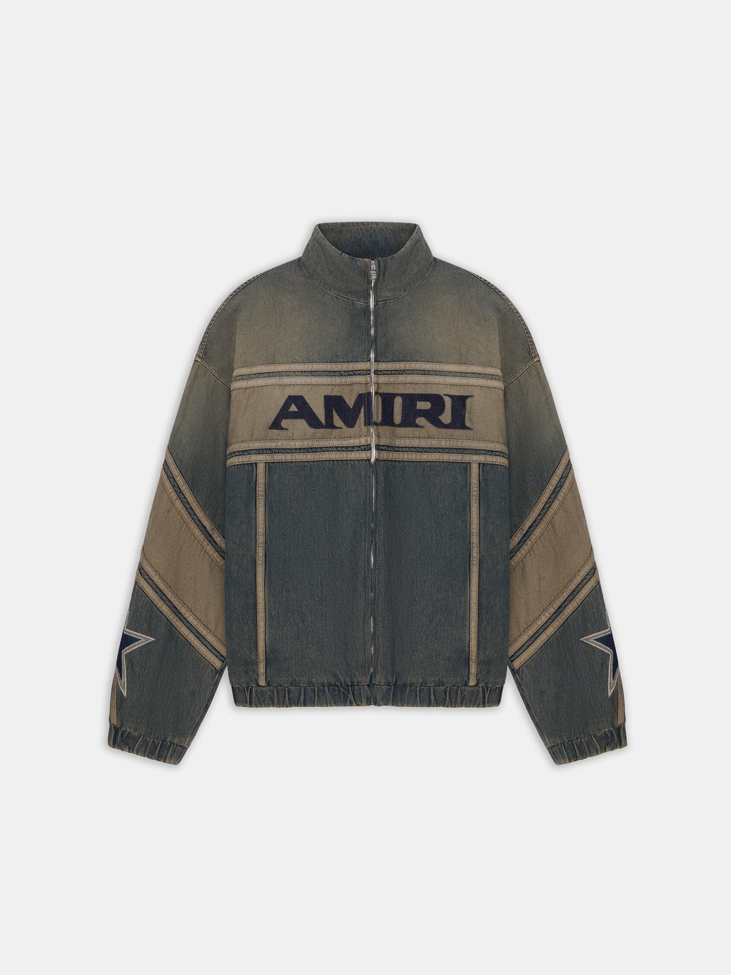 AMIRI SPORT DENIM TRACK JACKET - Worn Slate
