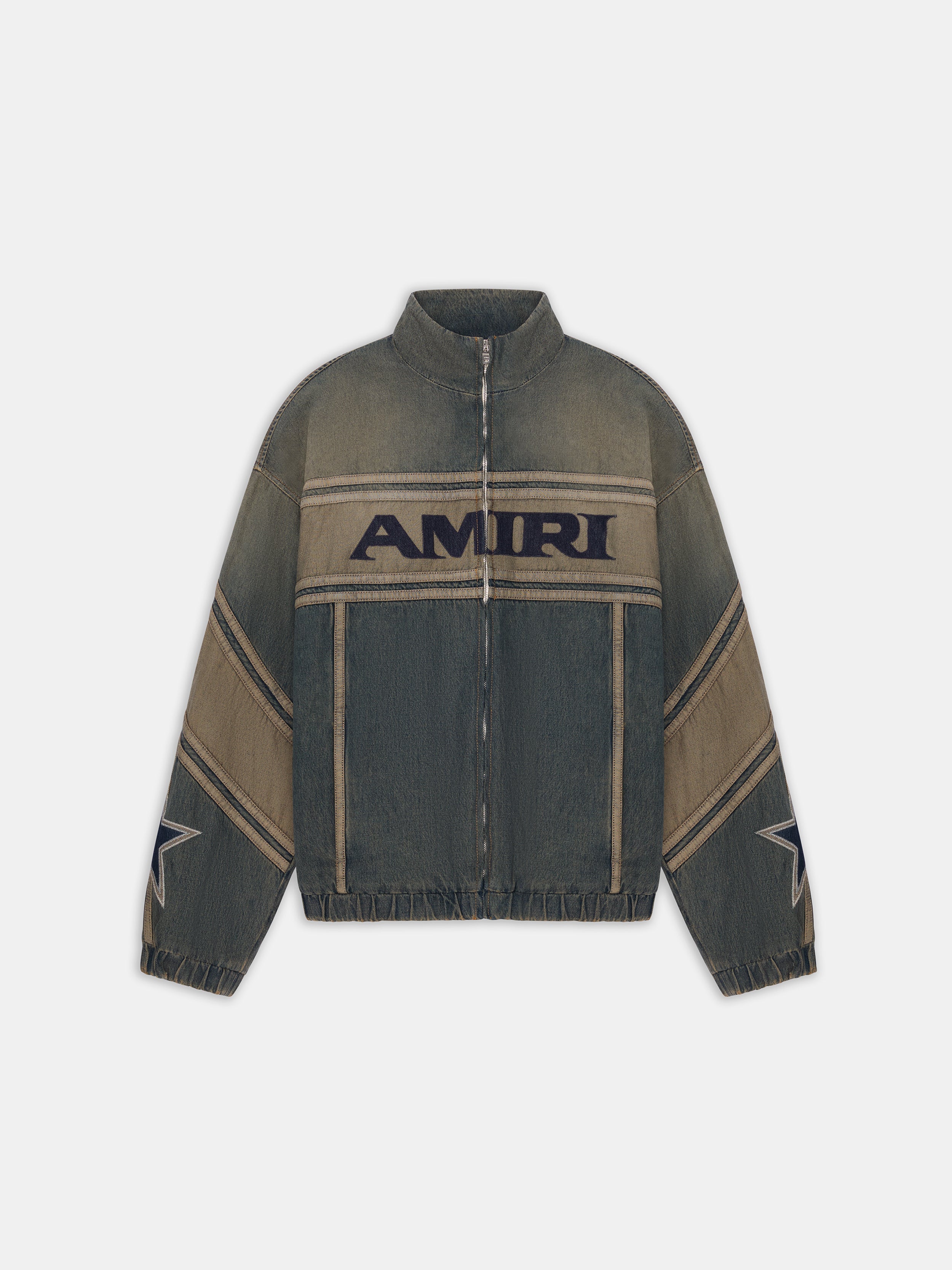 AMIRI SPORT DENIM TRACK JACKET - Worn Slate