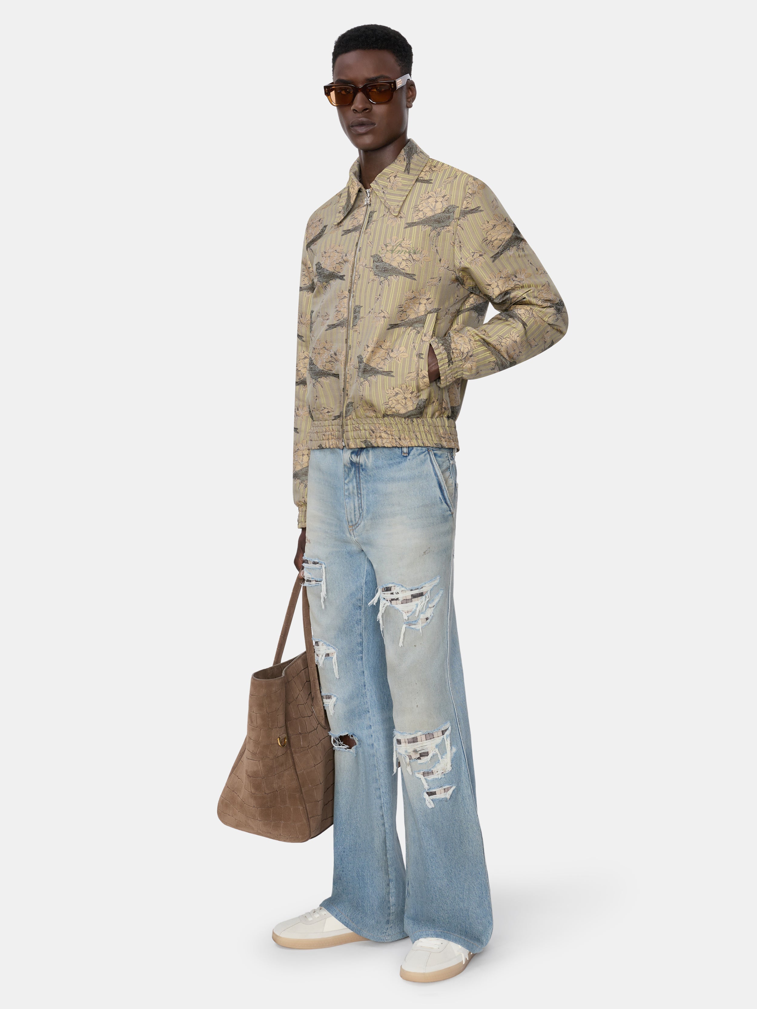 CHECKERED REPAIR BOOTCUT JEAN - Aged Indigo