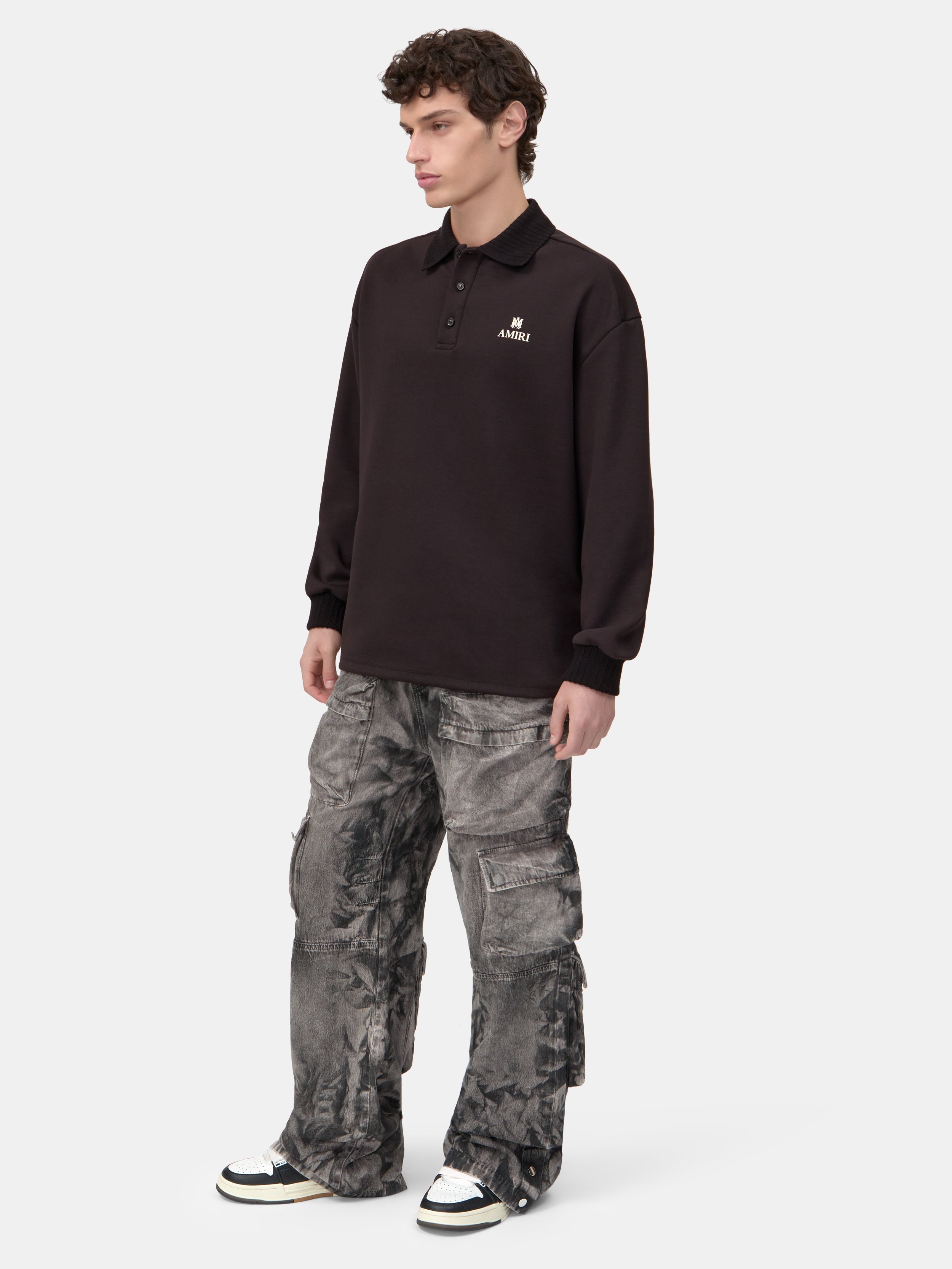 MA OVERSIZED LONG SLEEVE POLO - Black