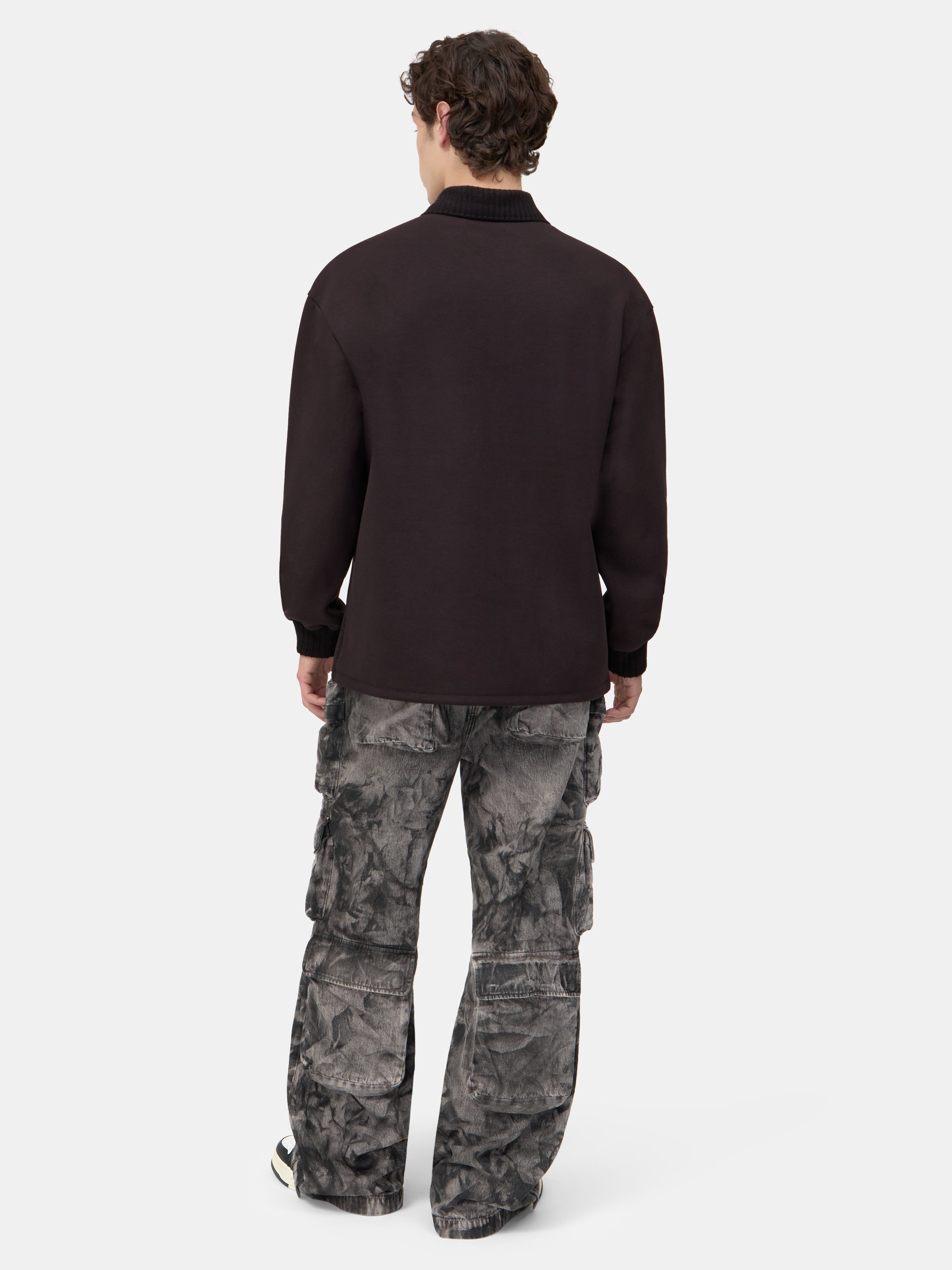 MA OVERSIZED LONG SLEEVE POLO - Black