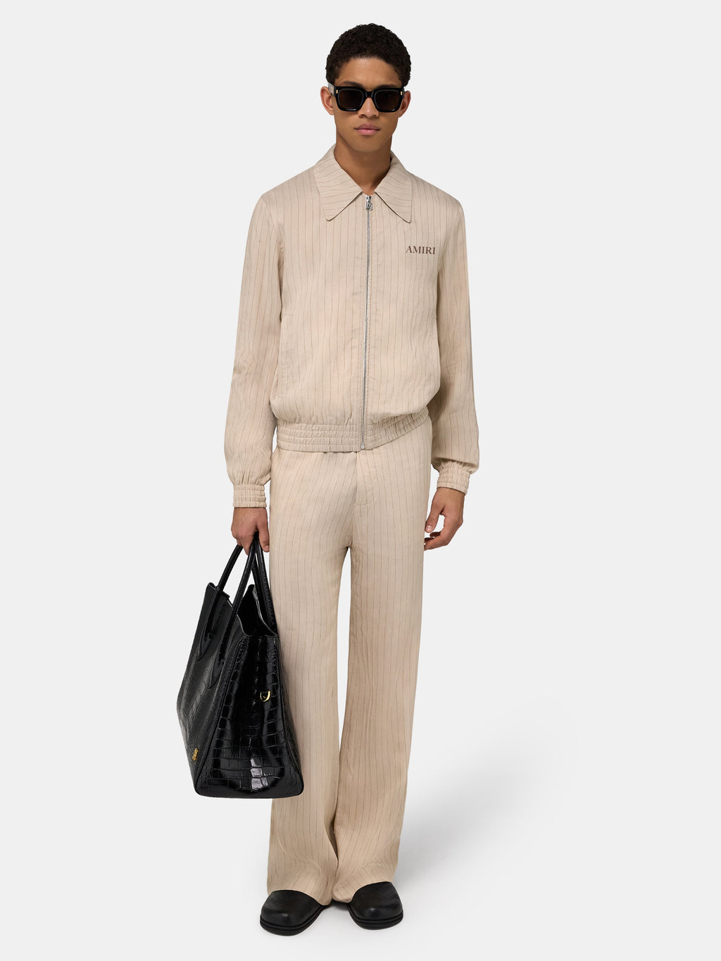 STRIPED BLOUSON - Alabaster