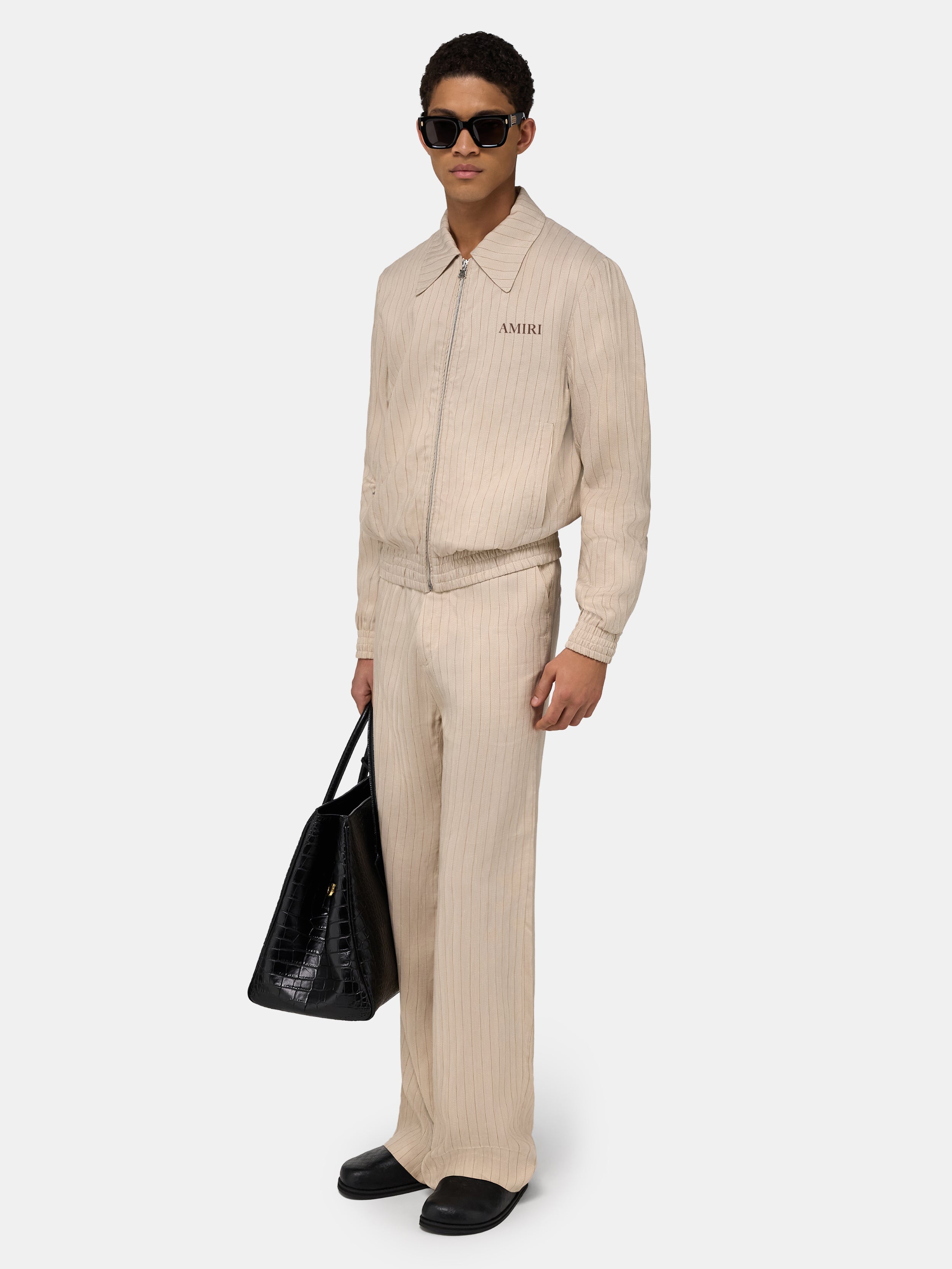 STRIPED BLOUSON - Alabaster