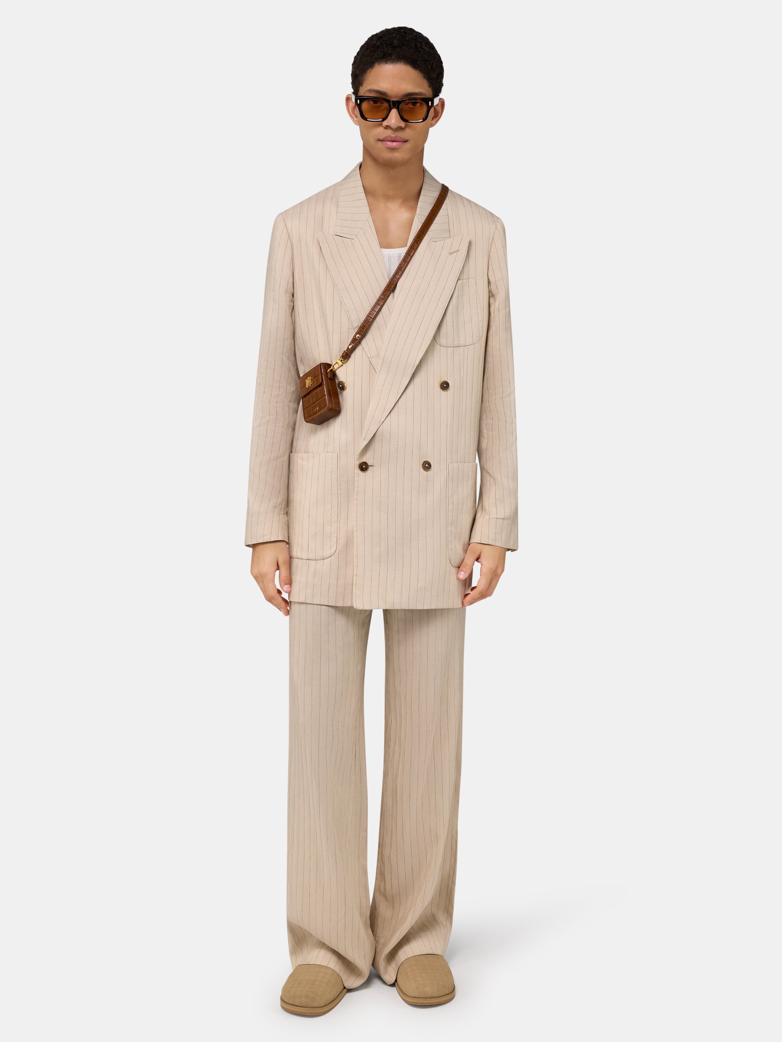 STRIPED TAILORED PANT - Alabaster