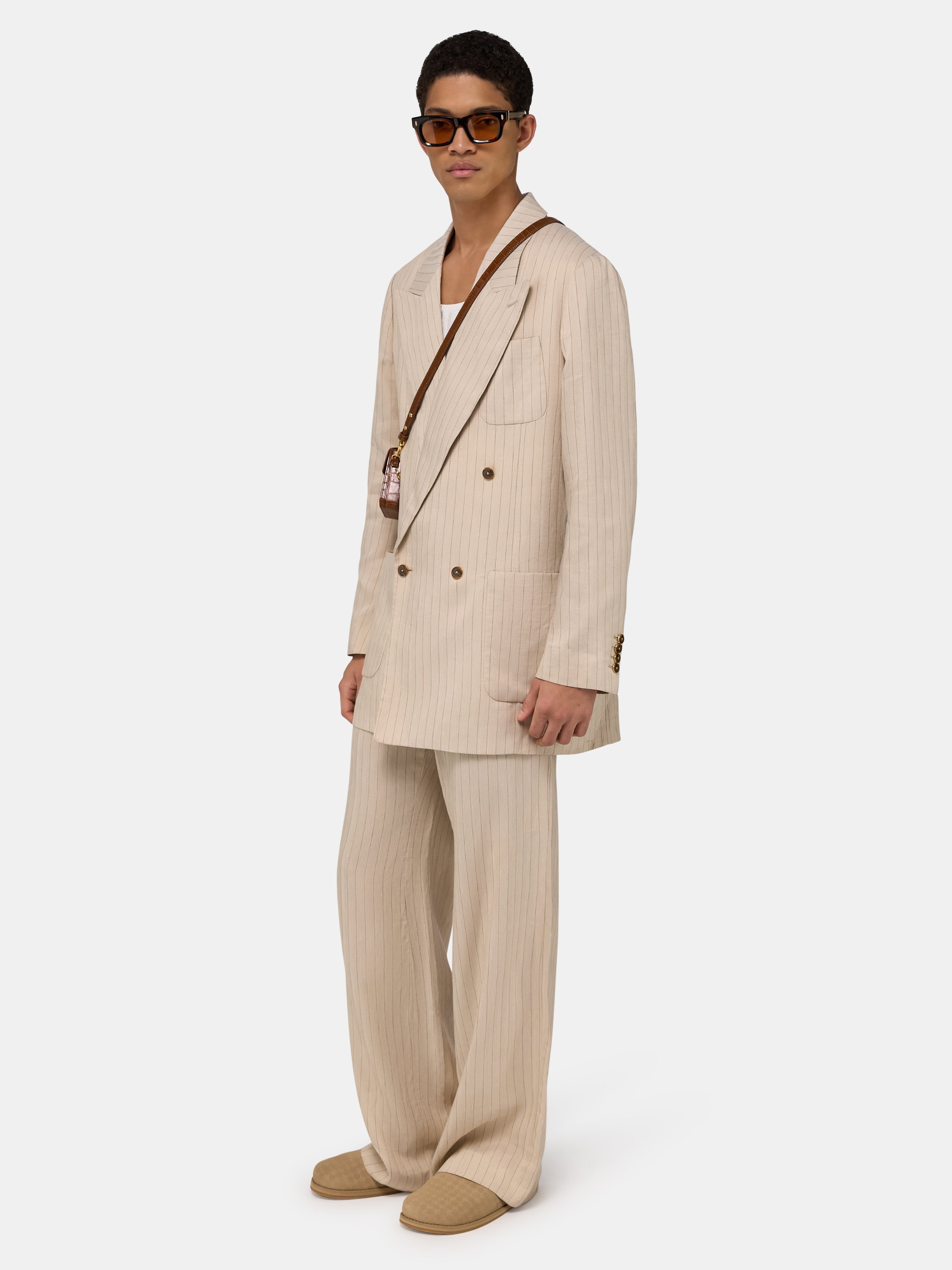 STRIPED TAILORED PANT - Alabaster