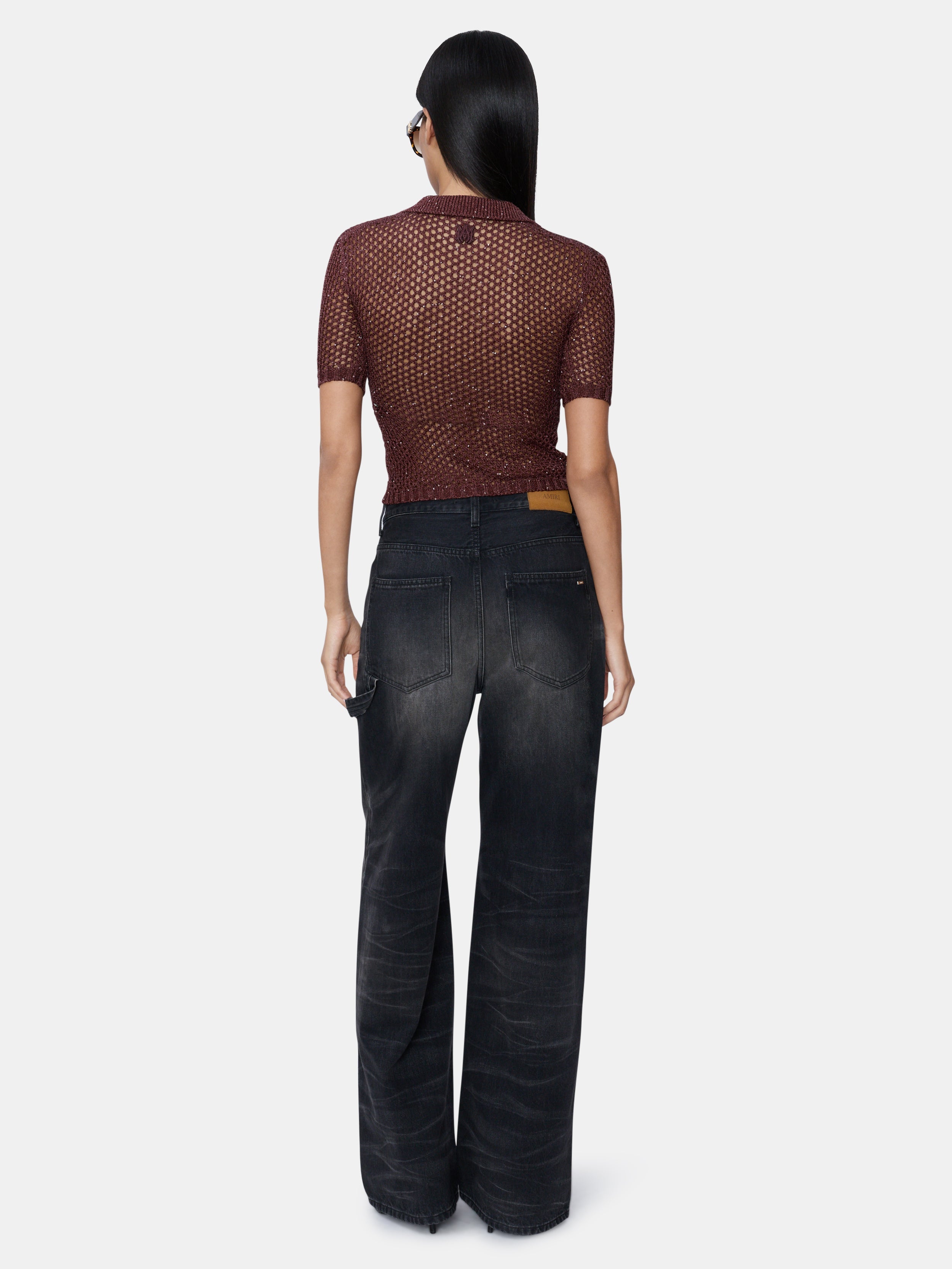 WOMEN - WOMEN'S FLORAL CROCHET POLO - Tobacco