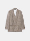 CHECK DOUBLE-BREASTED BLAZER - Taupe