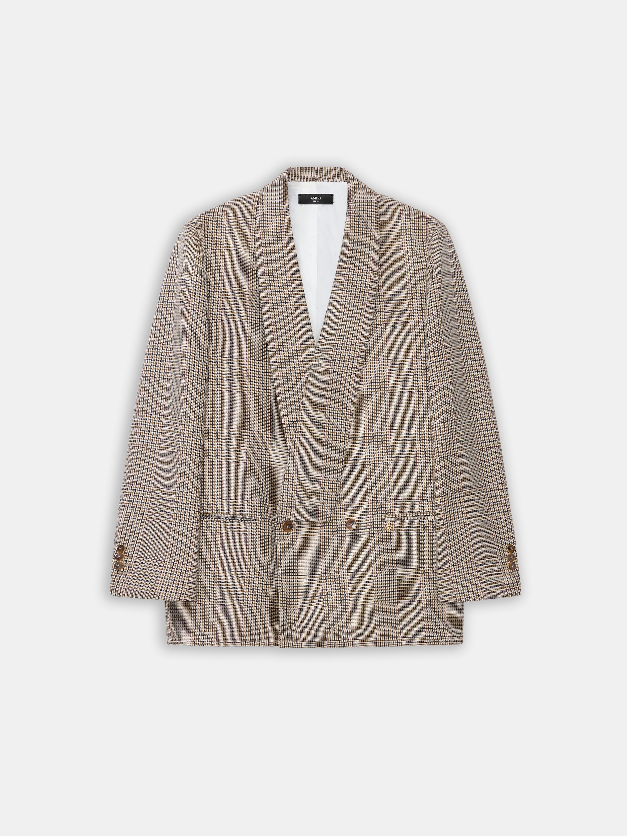 CHECK DOUBLE-BREASTED BLAZER - Taupe