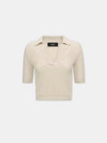 WOMEN - WOMEN'S AMIRI CROCHET MESH POLO - Alabaster