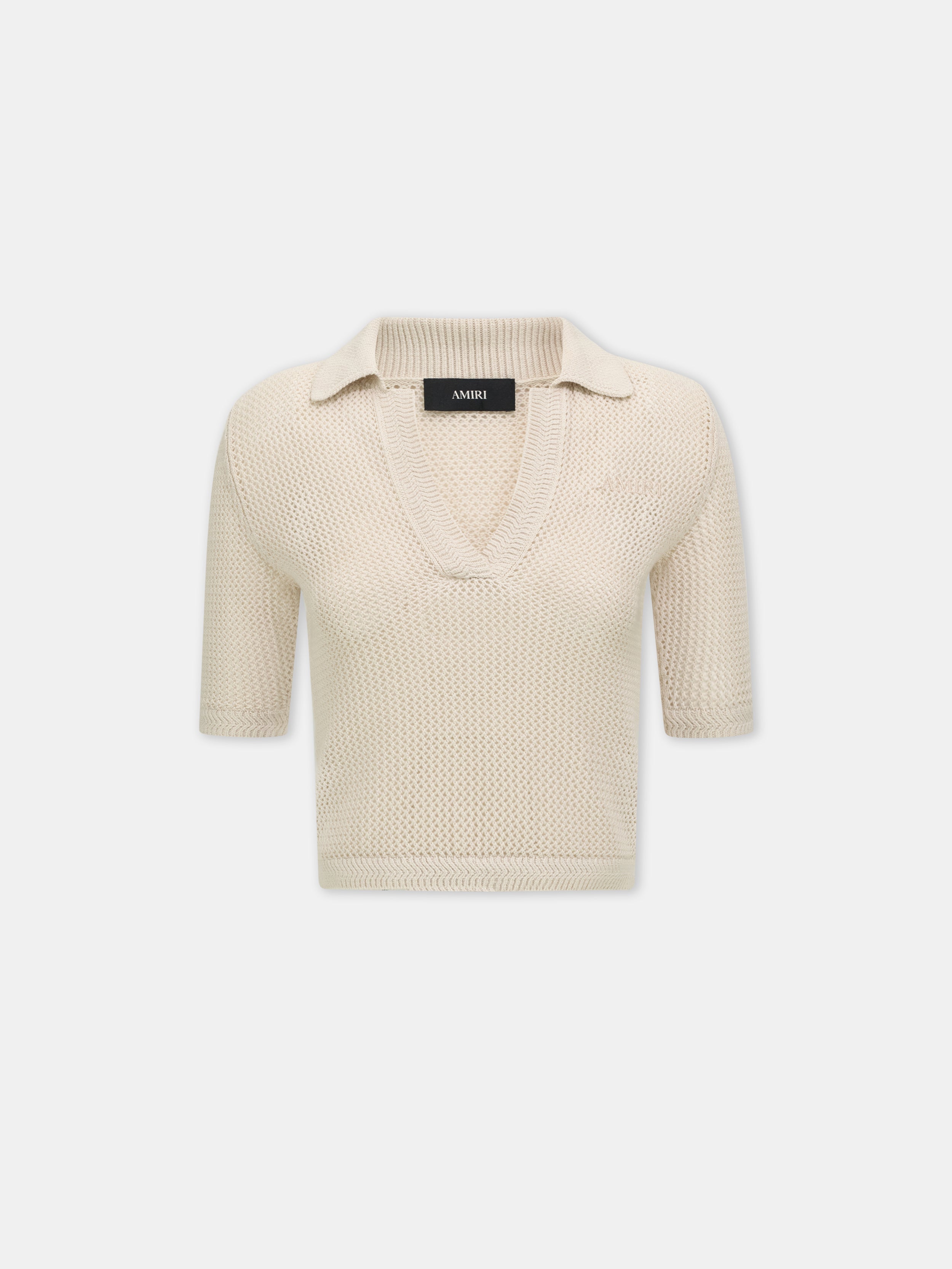 WOMEN - WOMEN'S AMIRI CROCHET MESH POLO - Alabaster