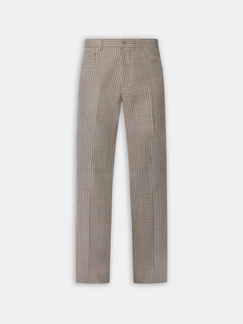 CHECK BOOT CUT PANT - Taupe