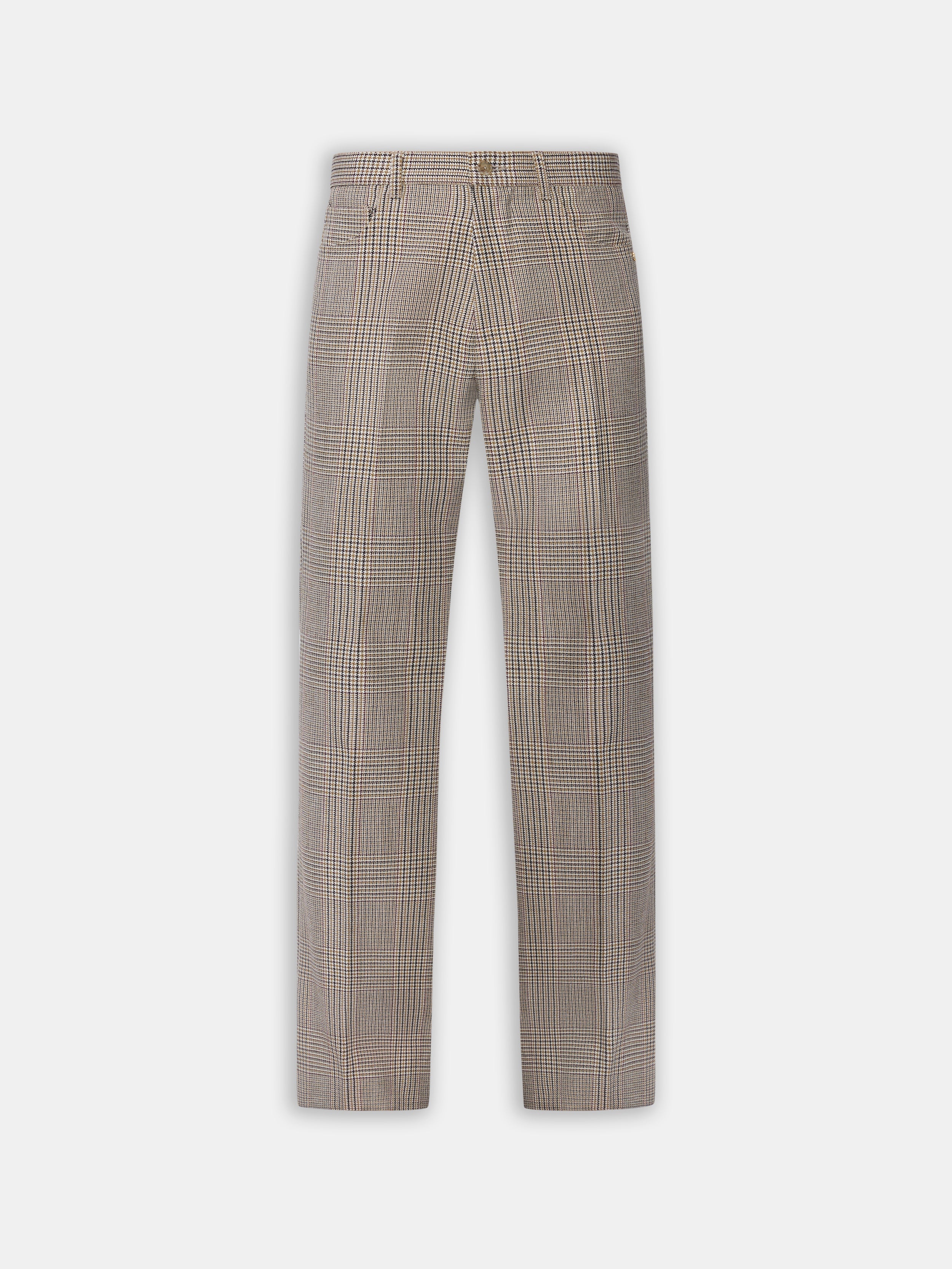 CHECK BOOT CUT PANT - Taupe
