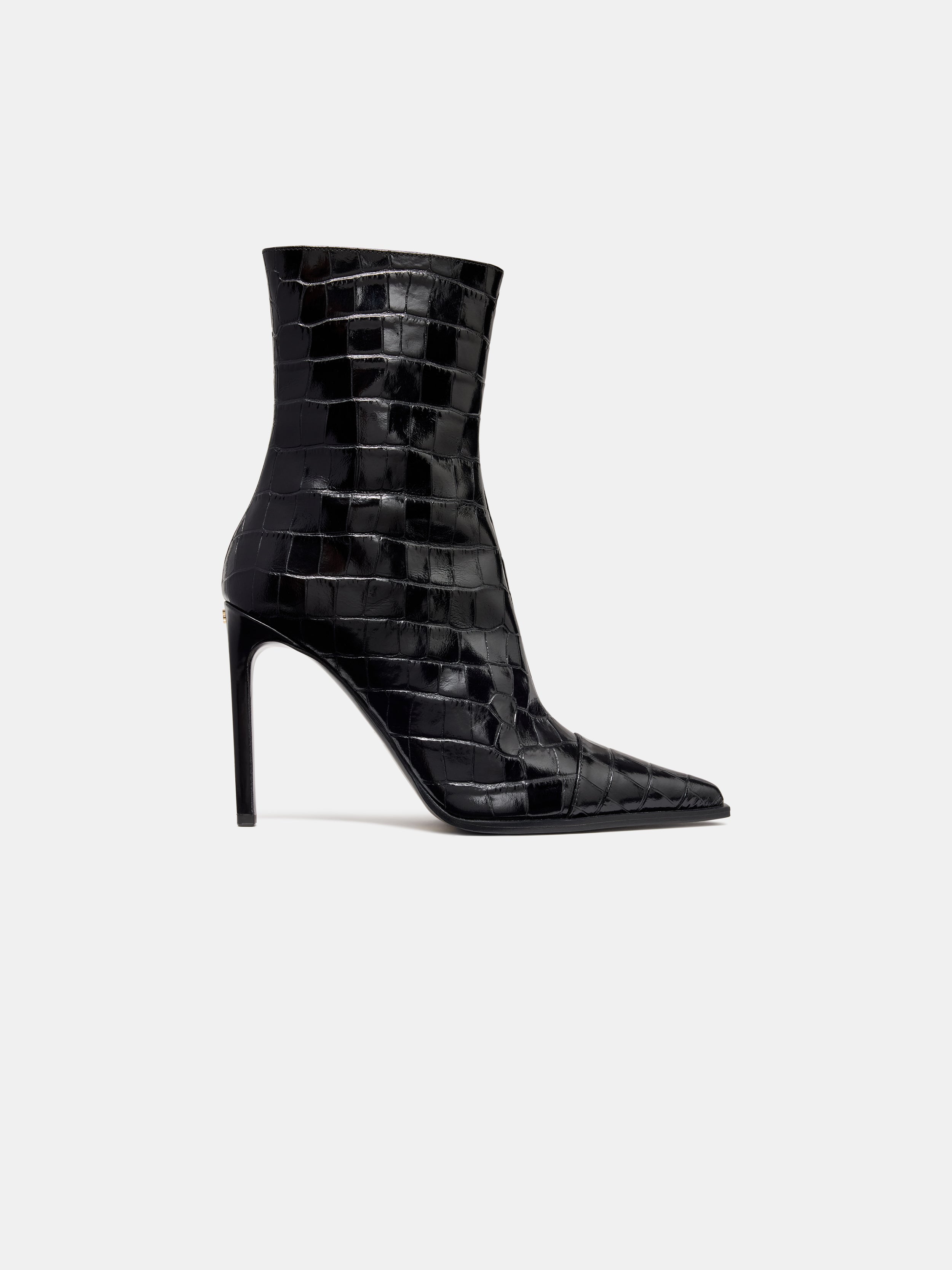 WOMEN - WOMEN'S CROC DEBOSSED MA STILETTO BOOT - BLACK