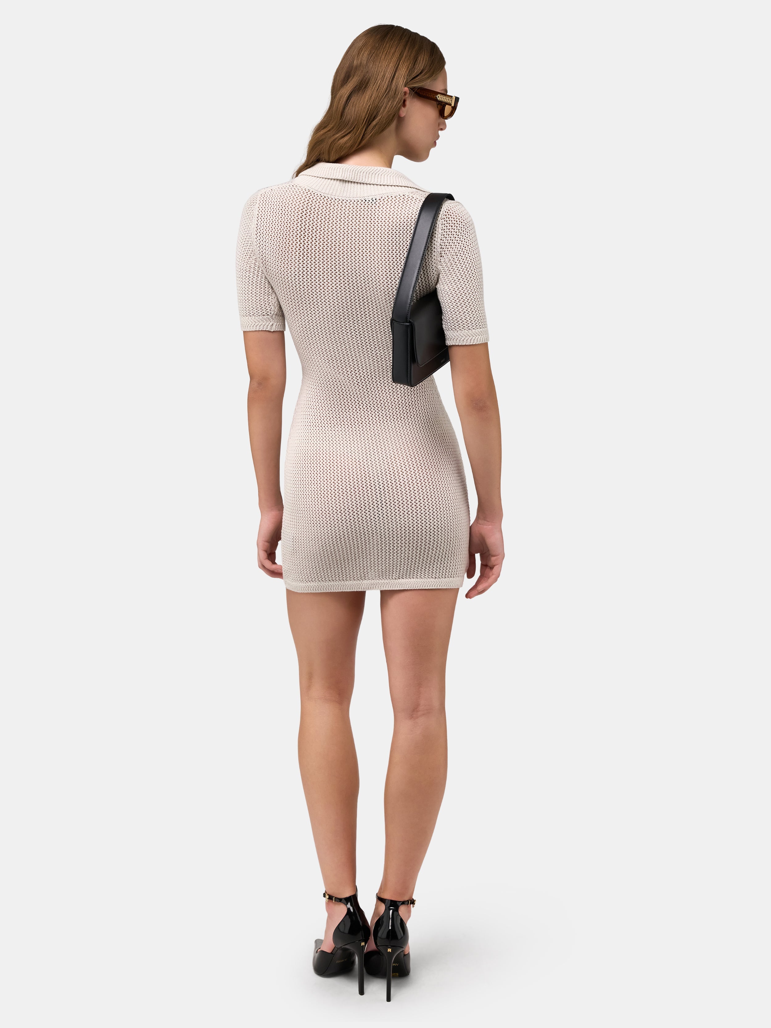 WOMEN - WOMEN'S AMIRI CROCHET MINI DRESS - Alabaster