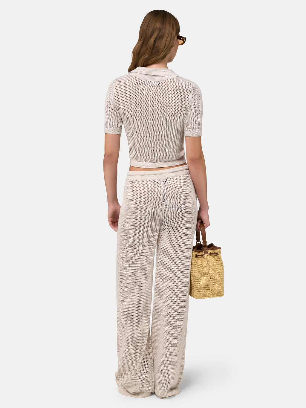 WOMEN - WOMEN'S AMIRI CROCHET MESH POLO - Alabaster
