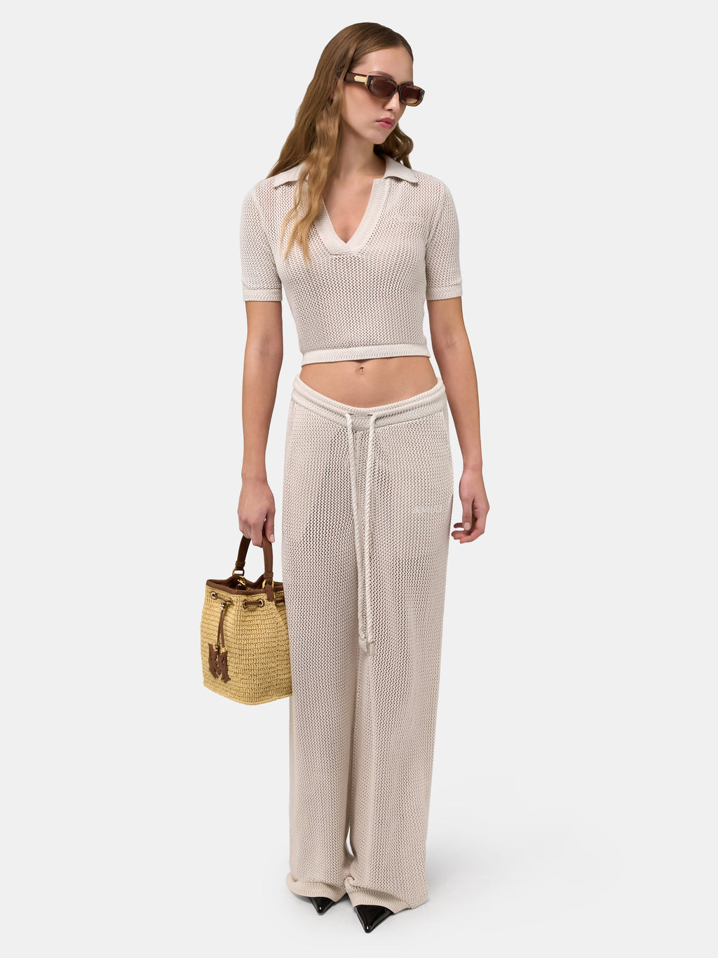 WOMEN - WOMEN'S AMIRI CROCHET MESH PANT - -Alabaster