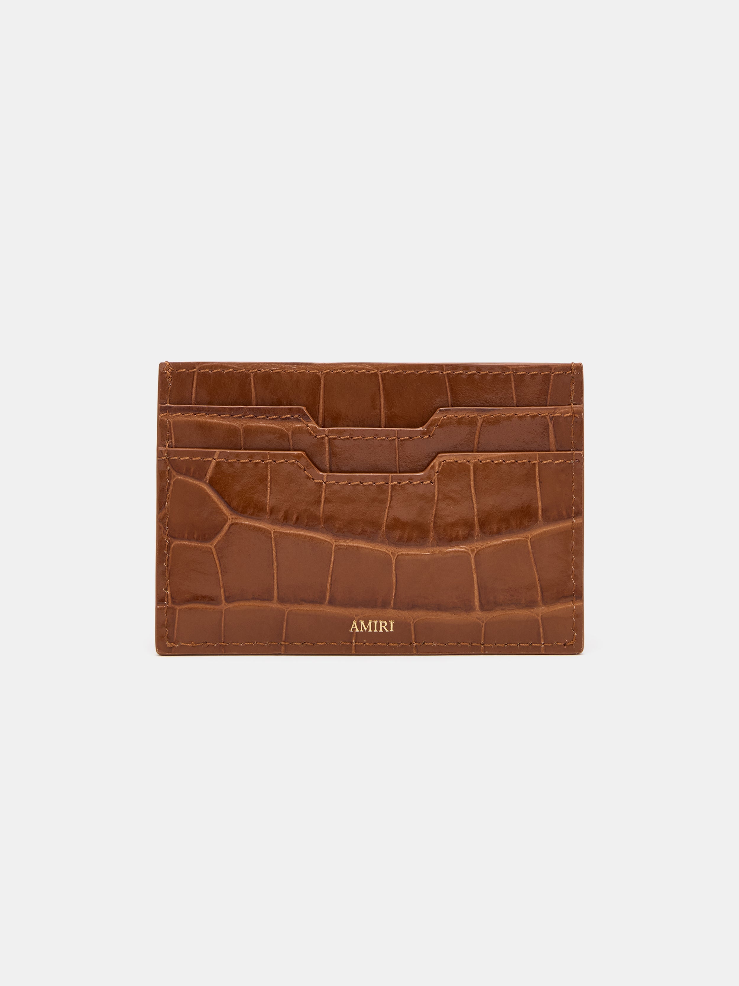 CROC EMBOSSED CARD HOLDER - MALT