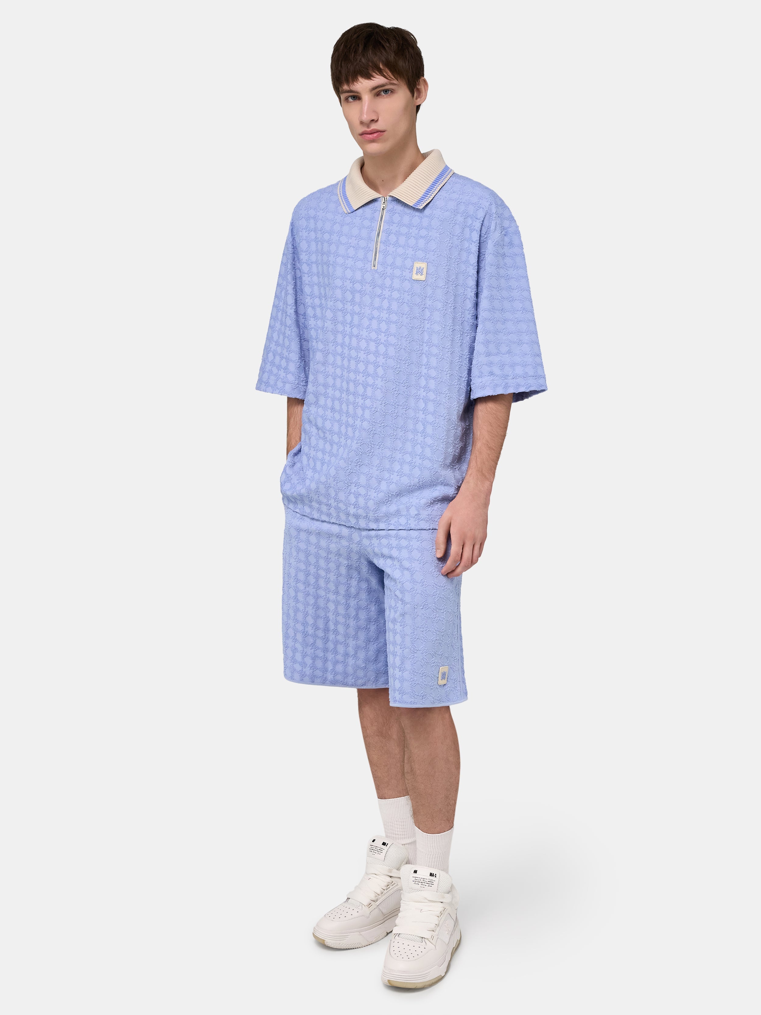 MA QUAD ZIP TOWELING POLO - Skyline Blue