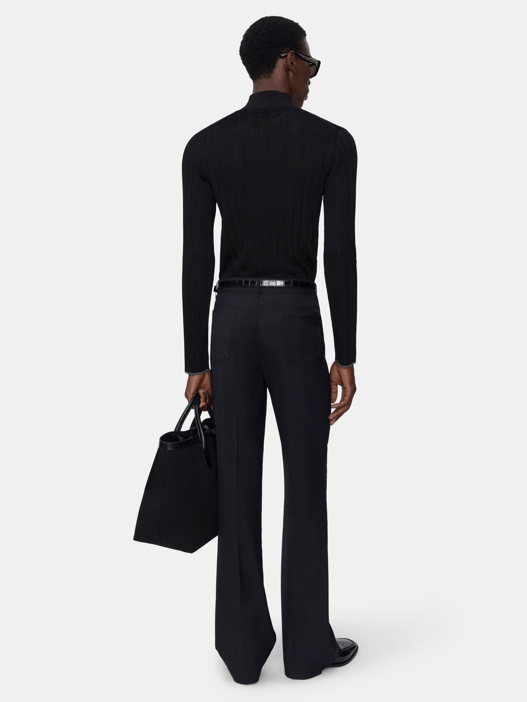 SCRIPT MOCK NECK SWEATER - BLACK