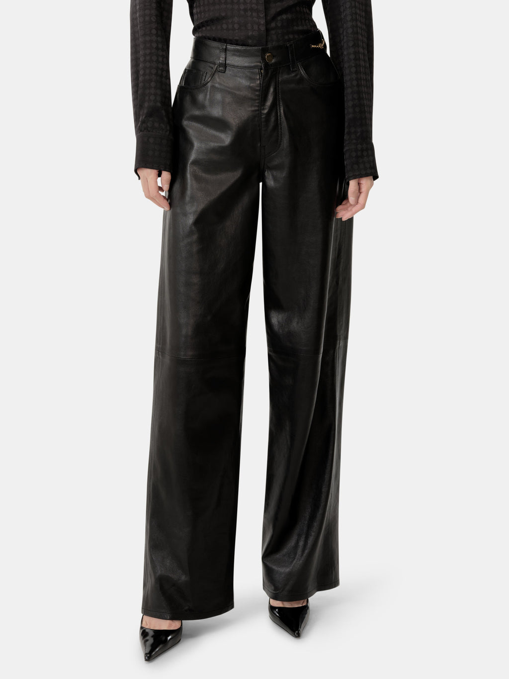 WOMEN - WOMEN'S LEATHER STRAIGHT PANT - Black