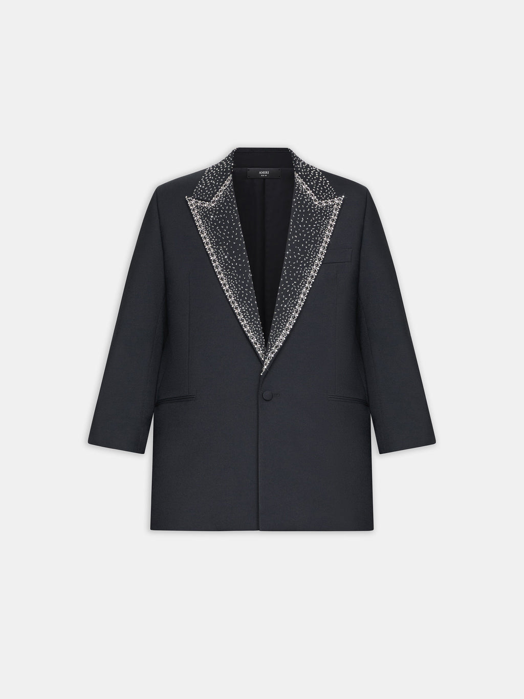 EMBELLISHED LAPEL SINGLE-BREASTED BLAZER - BLACK