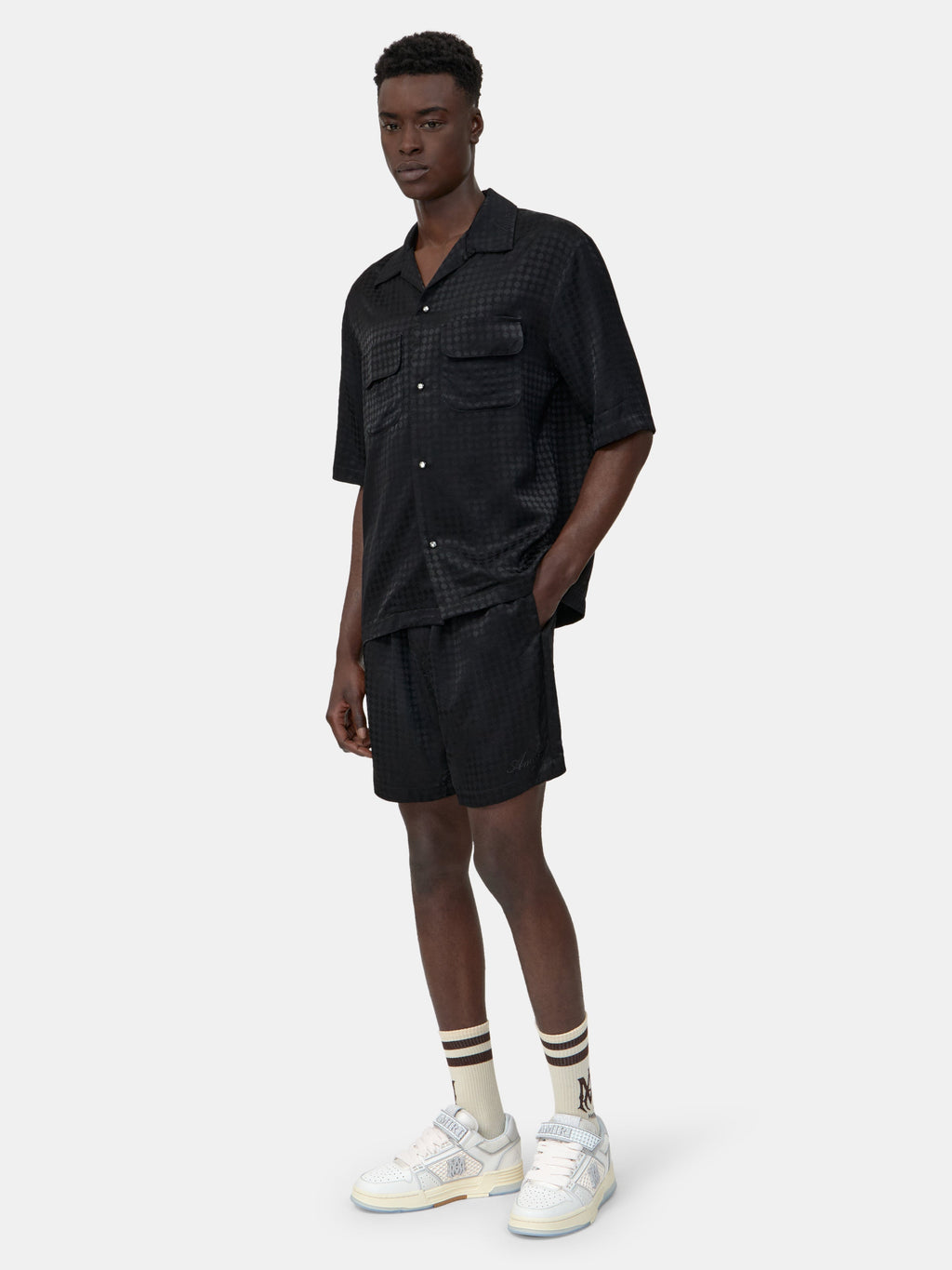 MA QUAD JACQUARD CAMP SHIRT - Black