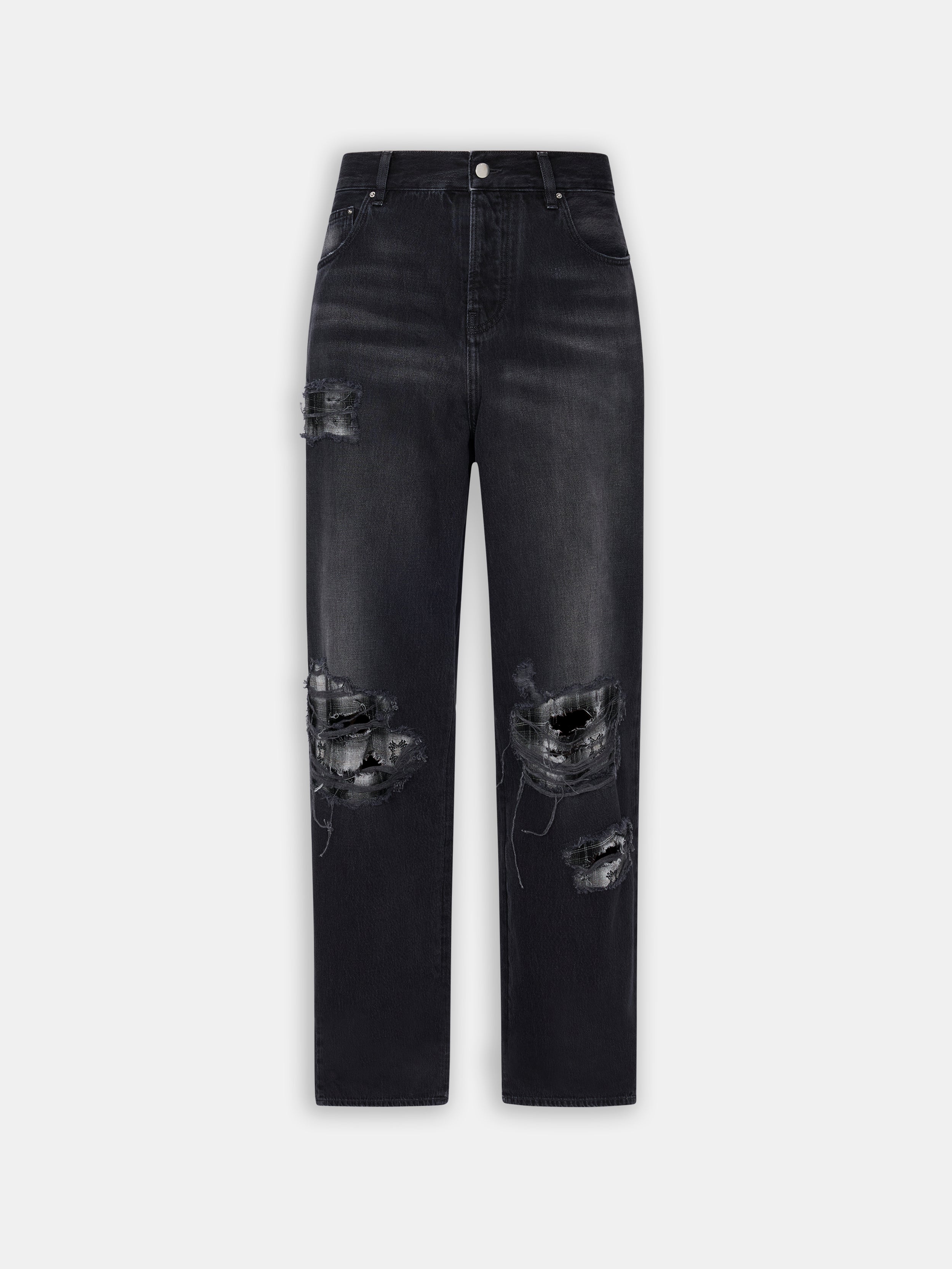 FLANNEL REPAIR BAGGY JEAN - STEEL BLACK